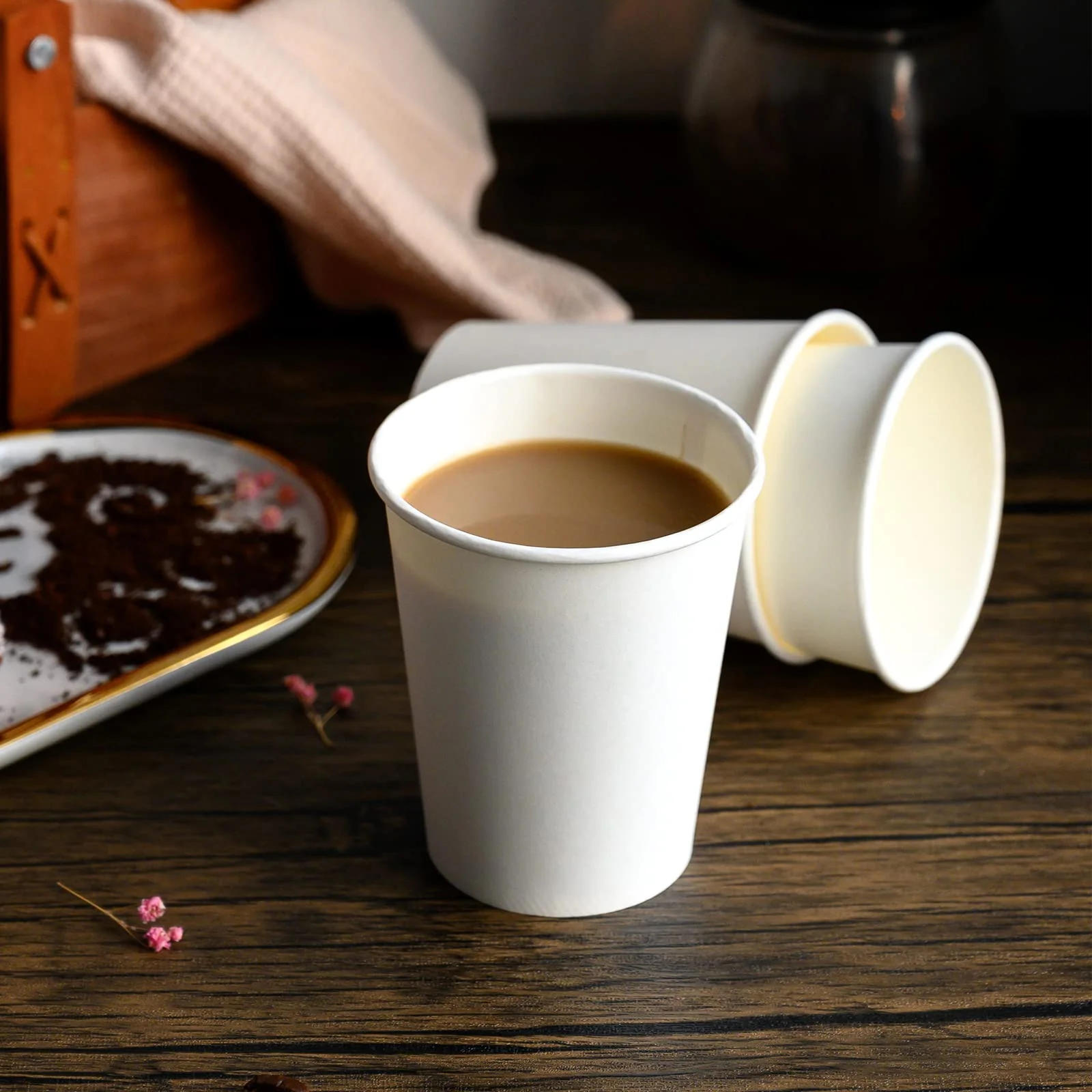 RACETOP Coffee Paper Cups 8 oz [100 pack], Disposable Coffee Cups, Hot Coffee Cups, Office (8 oz 100 pack) - Image 3