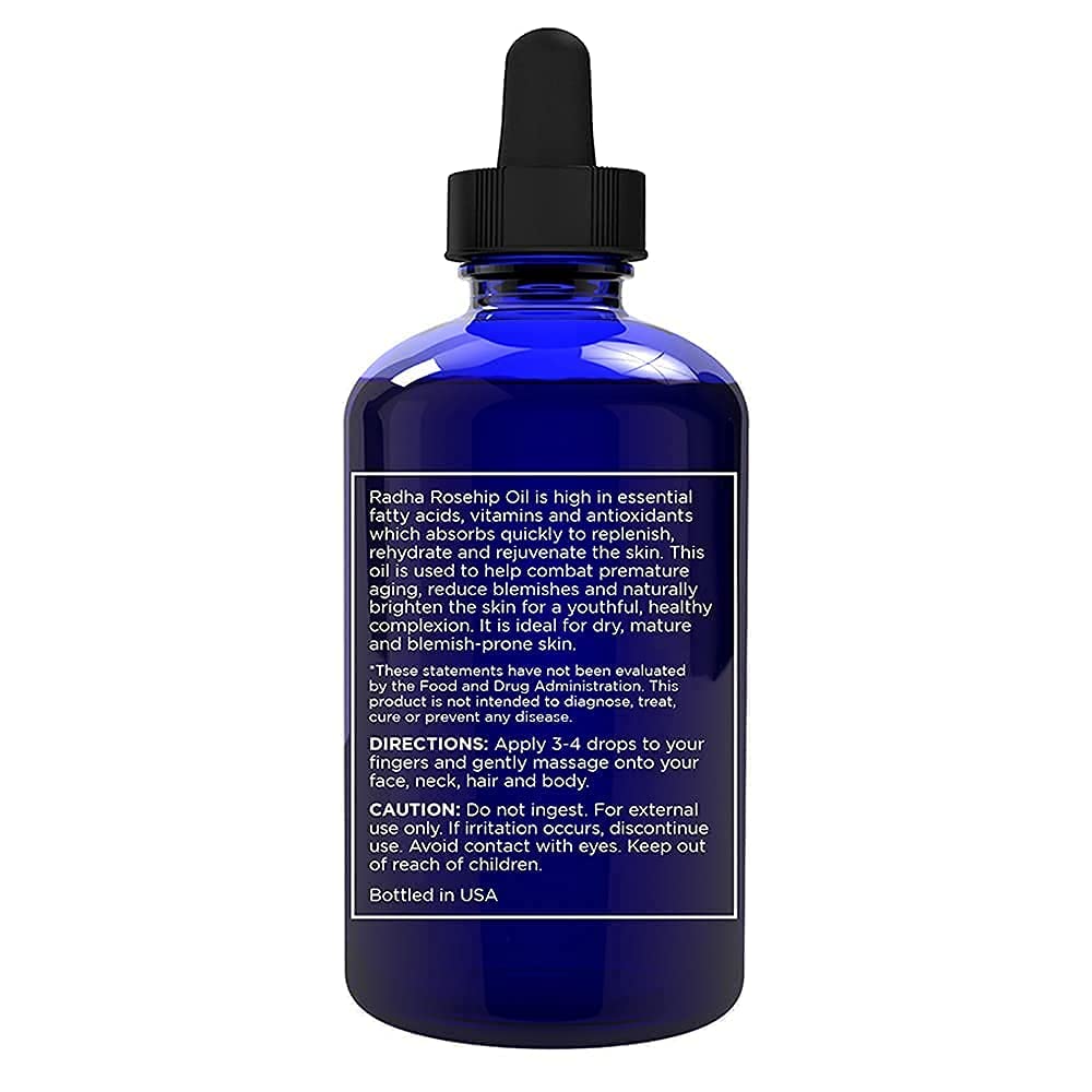 Radha Beauty 4 oz Organic Rosehip Seed Oil 100% Pure Cold Pressed - Great Carrier Oil for Moisturizing Face, Hair, Skin, & Nails, Hydrating and Nourishing - Image 3