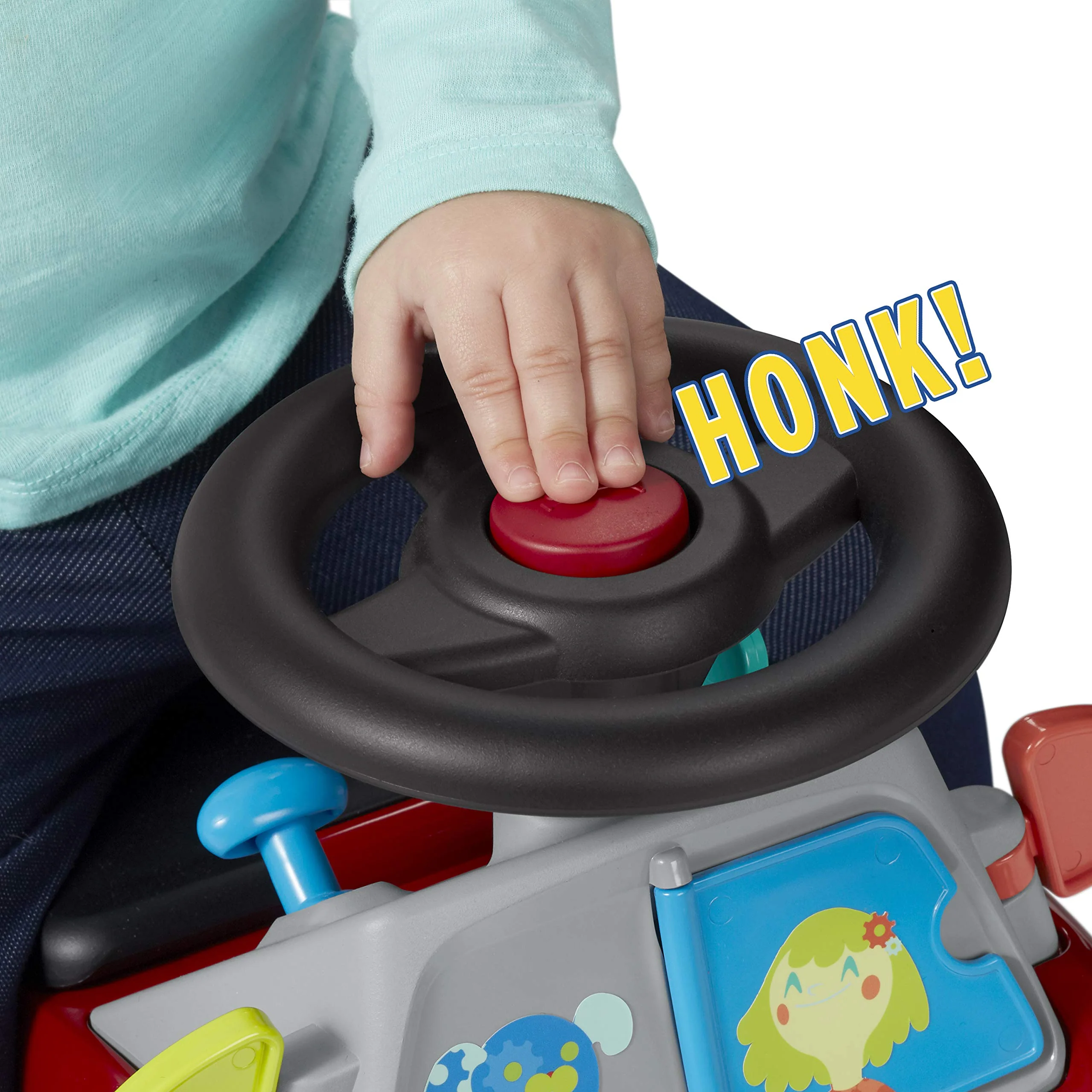 Radio Flyer Busy Buggy, for Toddlers 1-3, 3-in-1 Push Walker Ride On Car with 17 Sensory Activities, Anti-Tip Feature, Under-Seat Storage, Horn and Gears, 42 lb Capacity, Toddler Ride On Toys - Image 7