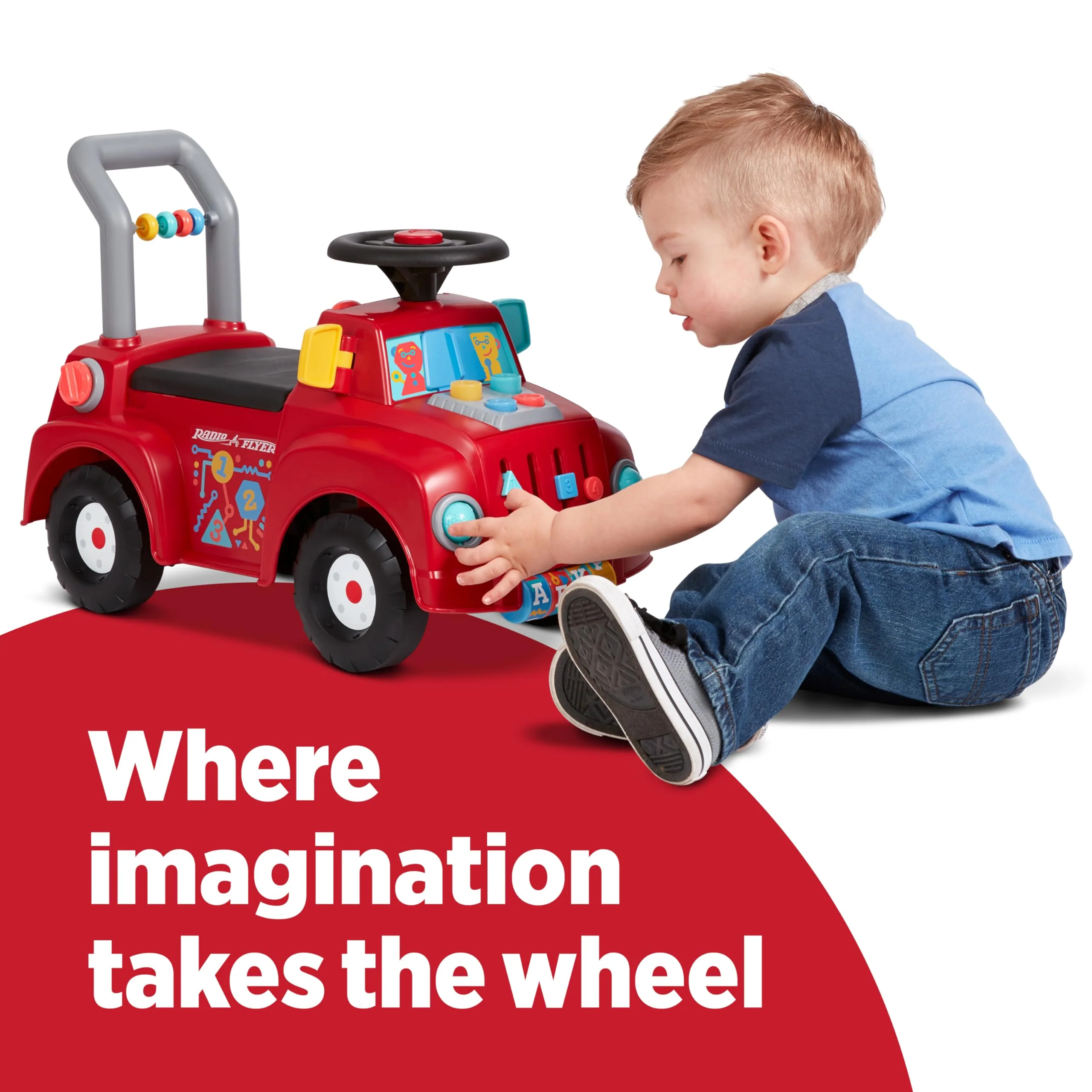 Radio Flyer Tinker Truck With Lights & Sounds, Toddler Ride On Toy, For Ages 1-3, Red - Image 9