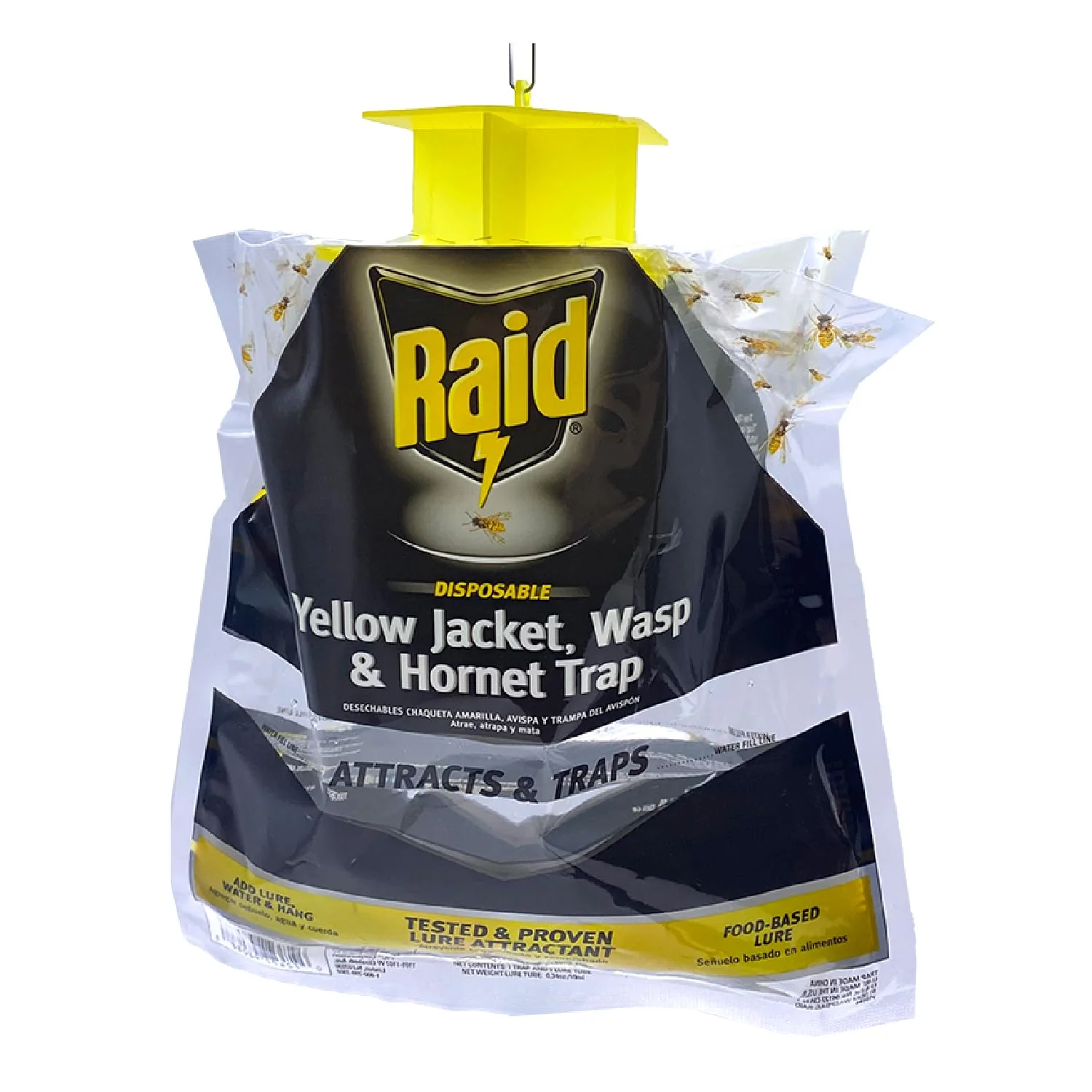 Raid Yellow Jacket, Wasp & Hornet Trap, 6 Pack, Disposable, Convenient, Hanging Fly Trap Bags with Food-Based Lure, No-Spray Outdoor Fly Traps Suitable Defense for Yards, Patios & Campsites - Image 3