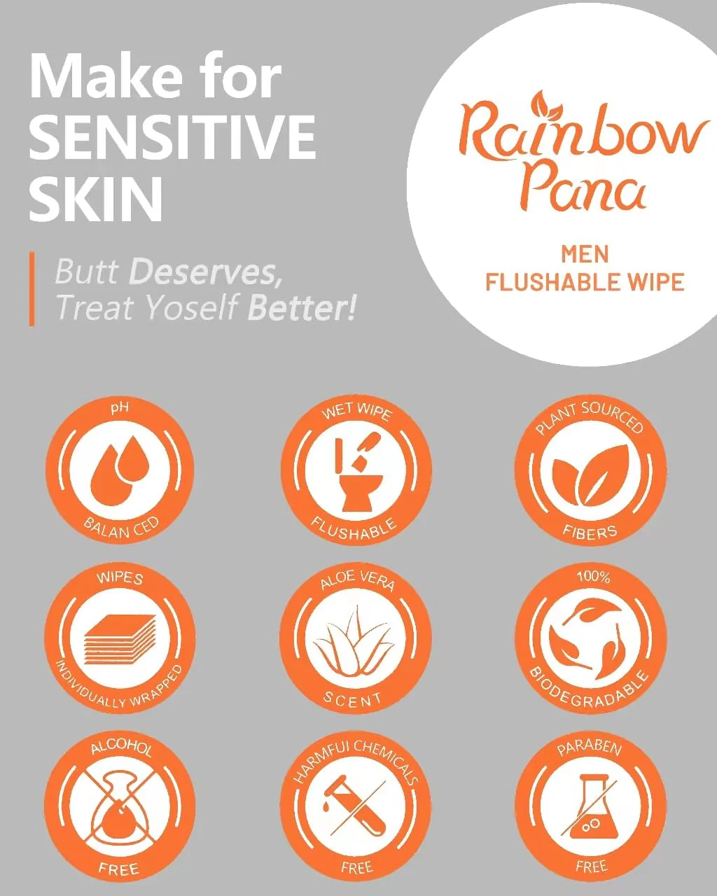 RainbowPana 240 Count Flushable Wipes for Men: ON-THE-GO, Individually Wrapped | Butt Wipes, Travel Wipes | Lightly Scented - Vitamin C, E, Aloe, Plant Extract | Hypoallergenic, Sensitive Skin - Image 7
