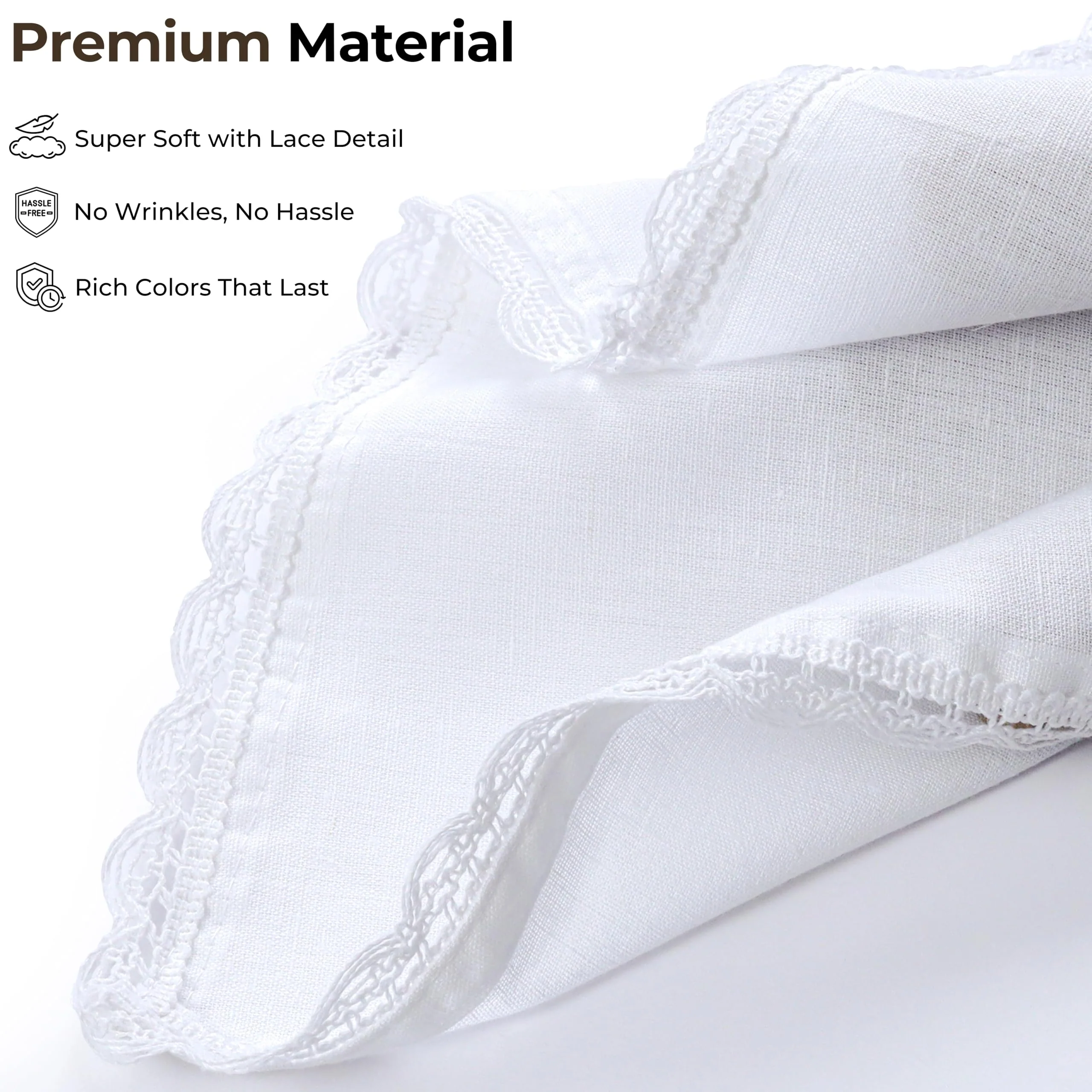 Ramanta Home White Coth Dinner Napkin Set of 12 Premium Cotton 20X20 Inch Oversized Linen Flax Lace Soft & Durable Washable Ideal for Everyday Use Parties Thanksgiving Christmas Halloween - Image 7