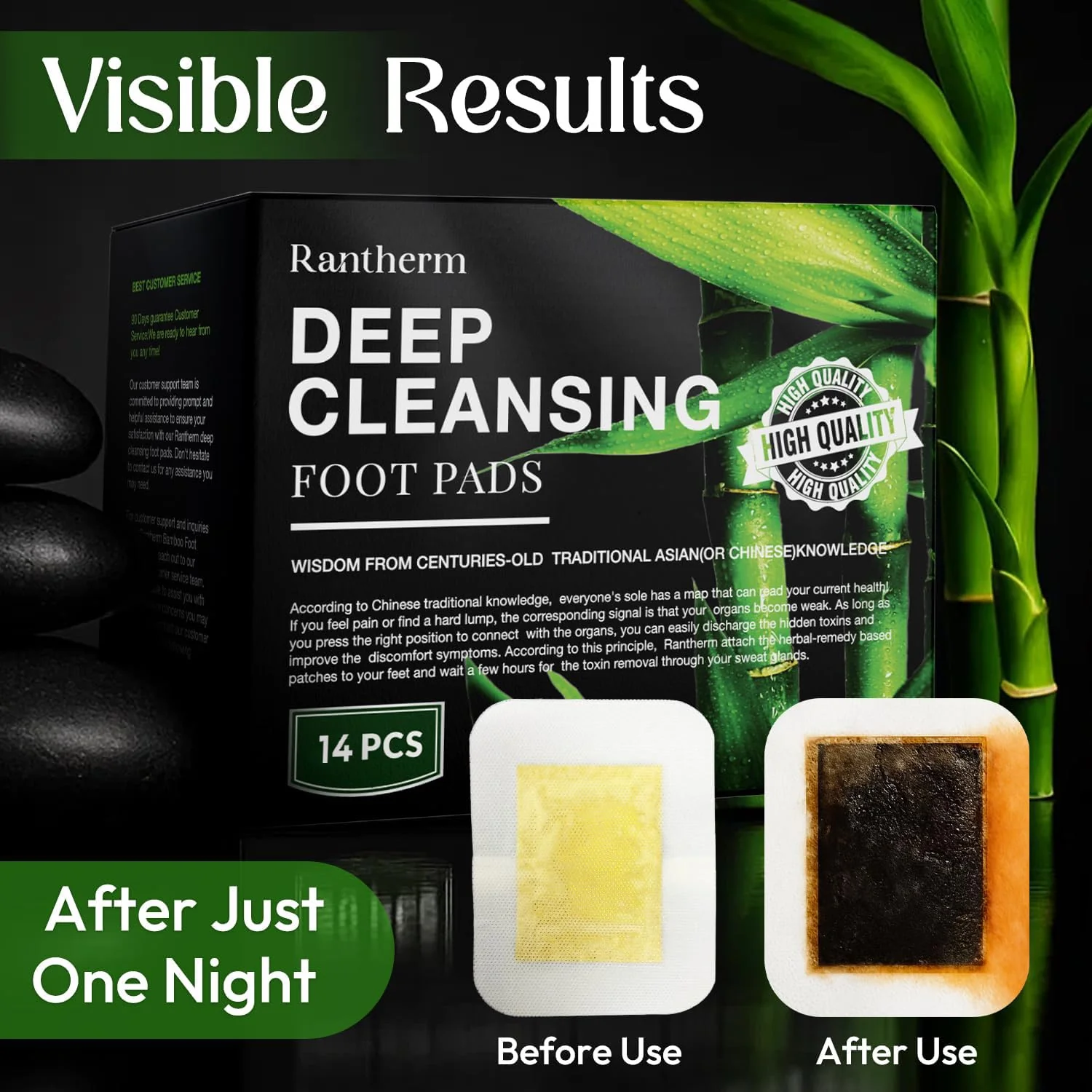 Rantherm Foot Pads, Bamboo Vinegar and Ginger Adhesive Pads for Daily Foot Use, 20 Packs - Image 5