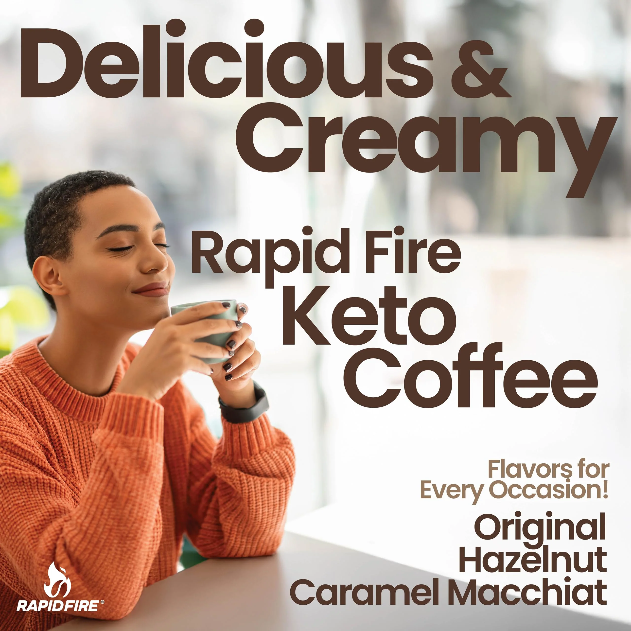 Rapidfire Keto Coffee Instant Coffee Mix, Caramel Macchiato Flavor, 7.93 Ounce (255g), 15 Servings - Image 2