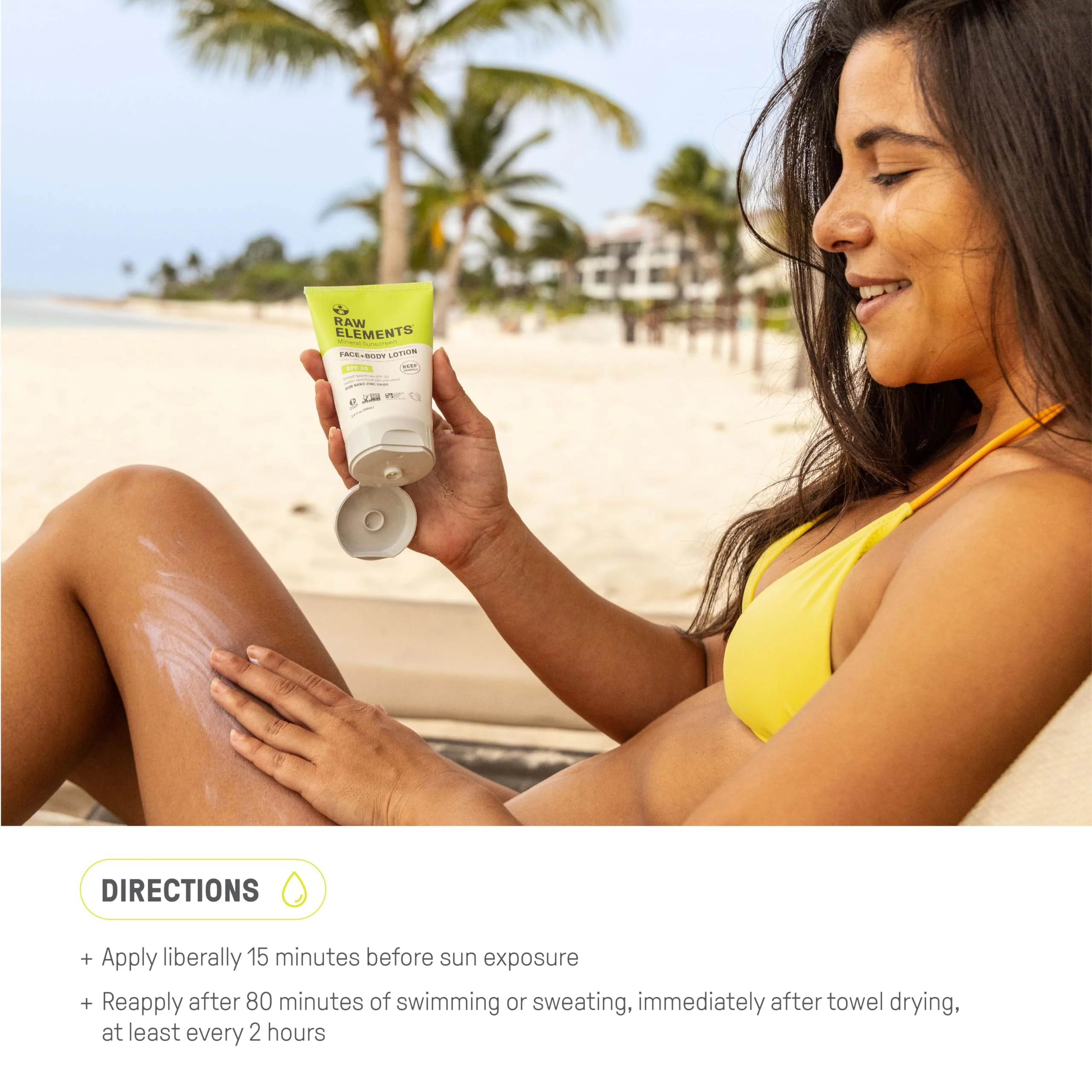 Raw Elements Face and Body Mineral Sunscreen SPF 30 Tube, Organic Sunblock Daily Protection, Non Toxic Reef Safe, Water Resistant, Cruelty Free, 3 oz (Pack of 1) - Image 3