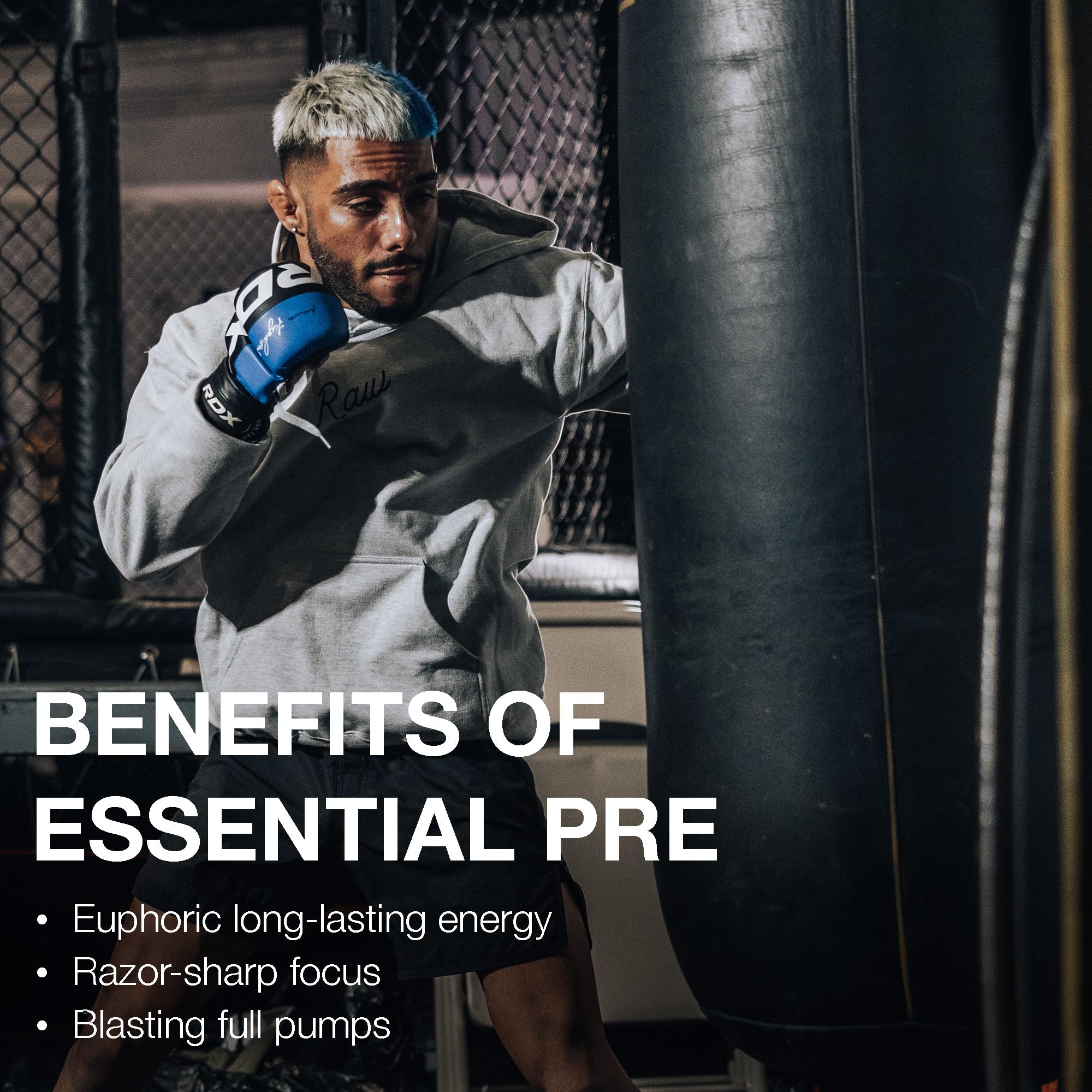 RAW Essential Pre-Workout Powder (Fruit Burst) - Chris Bumstead Sports Nutrition Supplement for Men & Women - Preworkout Energy Powder with Caffeine, L-Citrulline, L-Tyrosine, & Beta Alanine Blend - Image 4