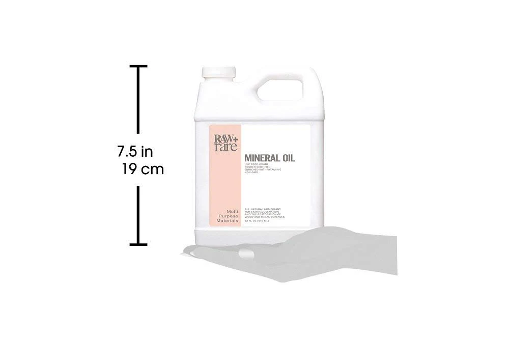 Raw Plus Rare Vegan Food Grade Mineral Oil, Safe for Wood Cutting Board, Butcher Block, Bamboo Cutting Board, and Knife Blade Oil, Cast Iron Tools Conditioner 32 oz - Image 4