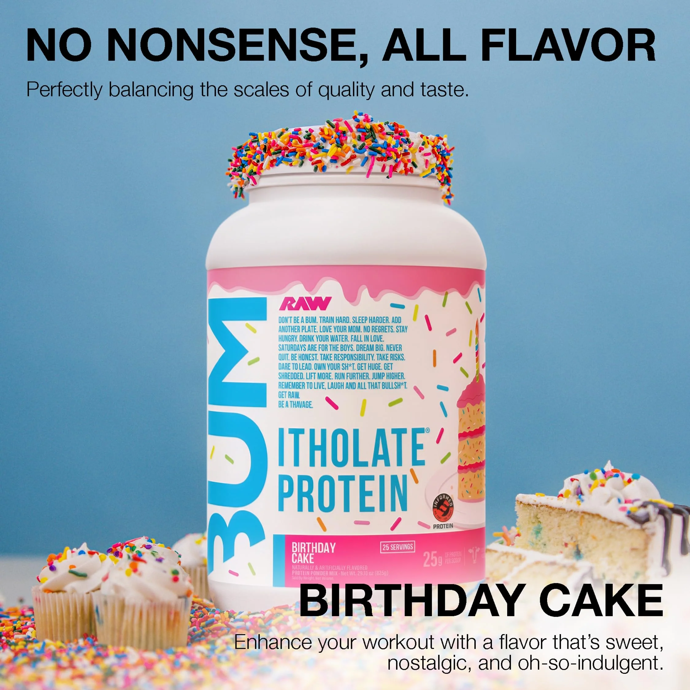 RAW Whey Isolate Protein Powder, Birthday Cake (CBUM Itholate Protein) - 100% Grass-Fed Sports Nutrition Powder for Muscle Growth & Recovery - Low-Fat, Low Carb - 25 Servings - Image 3