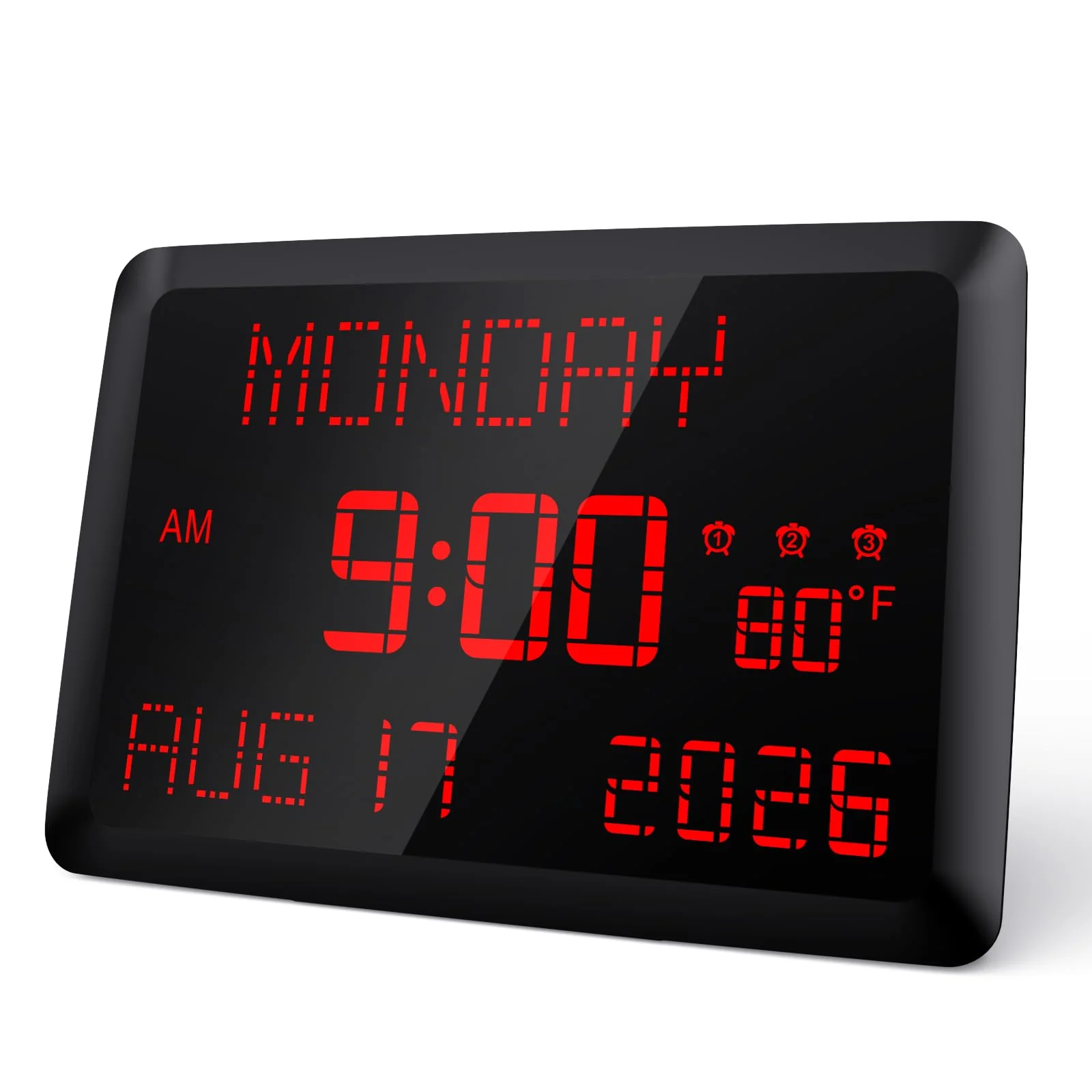 Raynic Digital Clock, 11.5" Large Display Digital Calendar Clock with Day and Date, Indoor Temperature, Adjustable Brightness, Snooze,12/24H, DST for Home, Office, Elderly - Image 2