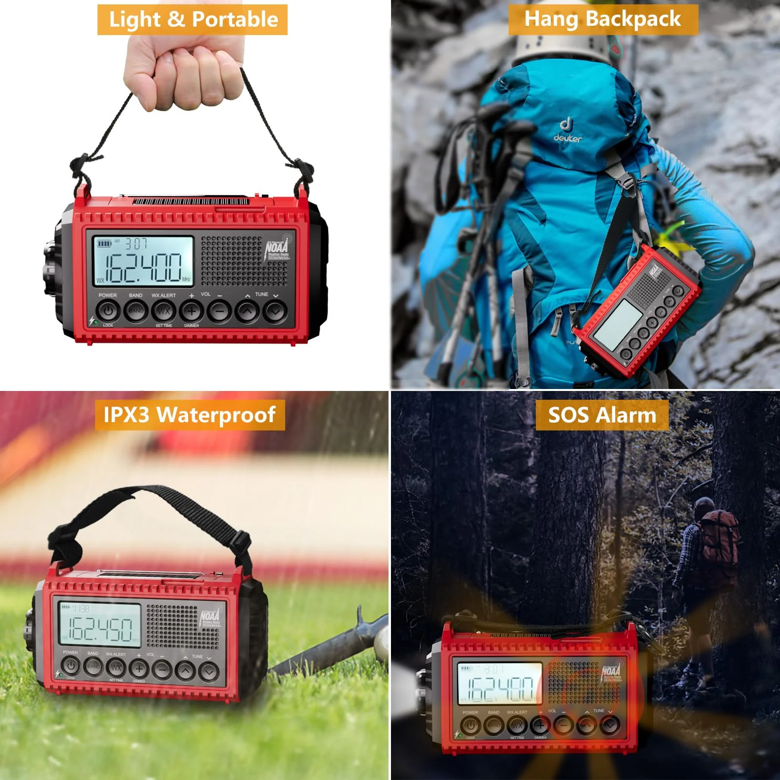 Raynic Emergency Radio, 5000mAh/18500mWh Weather Radio, Solar Hand Crank Emergency Radio with AM/FM/SW/NOAA, Cell Phone Charger, Headphone Jack, Flashlight, Type-C Charging and SOS Siren for Hurricane - Image 7