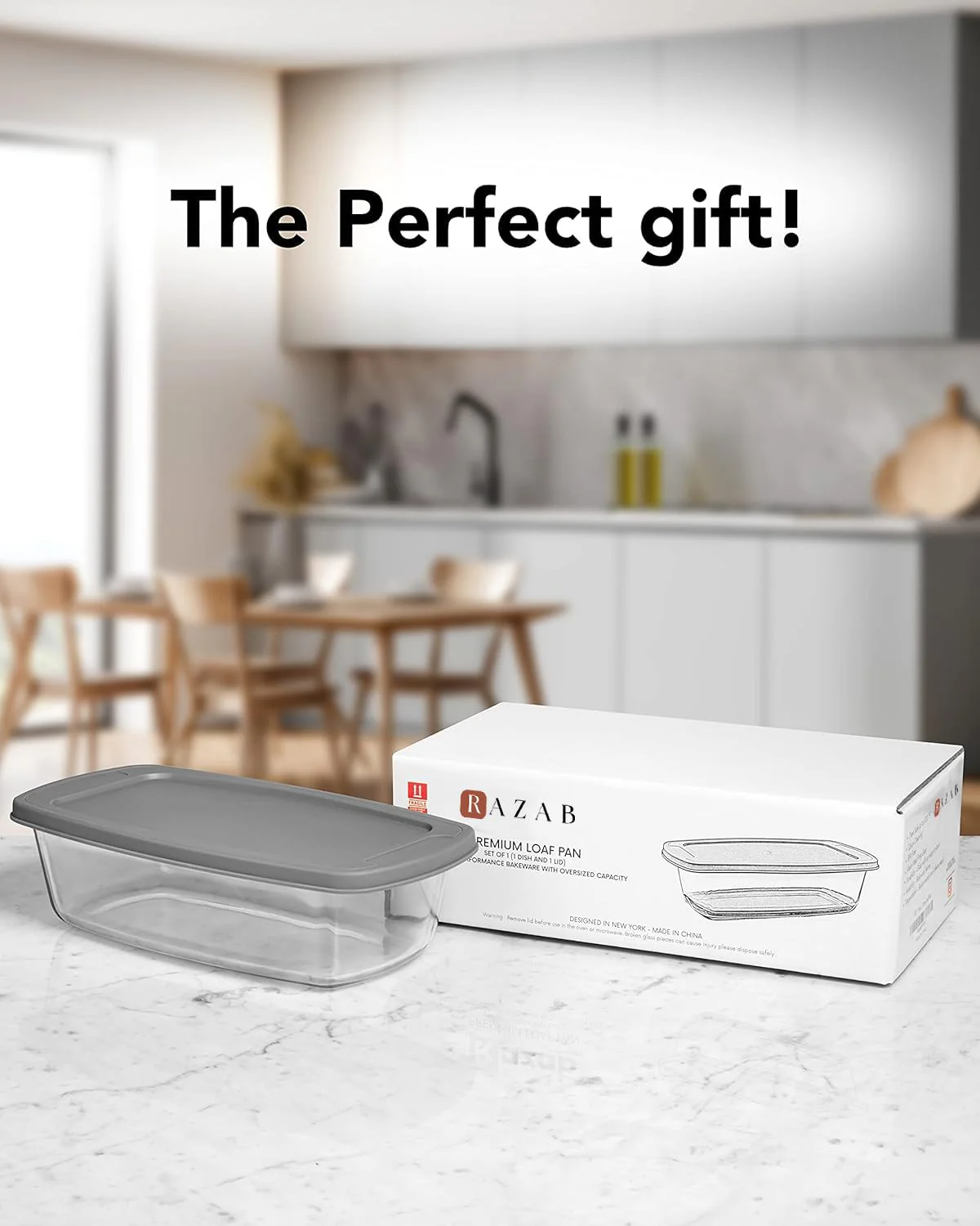 Razab LARGE 7.6 Cups/1800 ML/1.9 Qt Glass Loaf Pan with Lids - Meatloaf Pan BPA free Airtight Lids Grip Handle Easy Carry, Microwave and Oven Safe - Loaf Pans For Baking Bread, Cakes, Glass Loaf Pan - Image 2