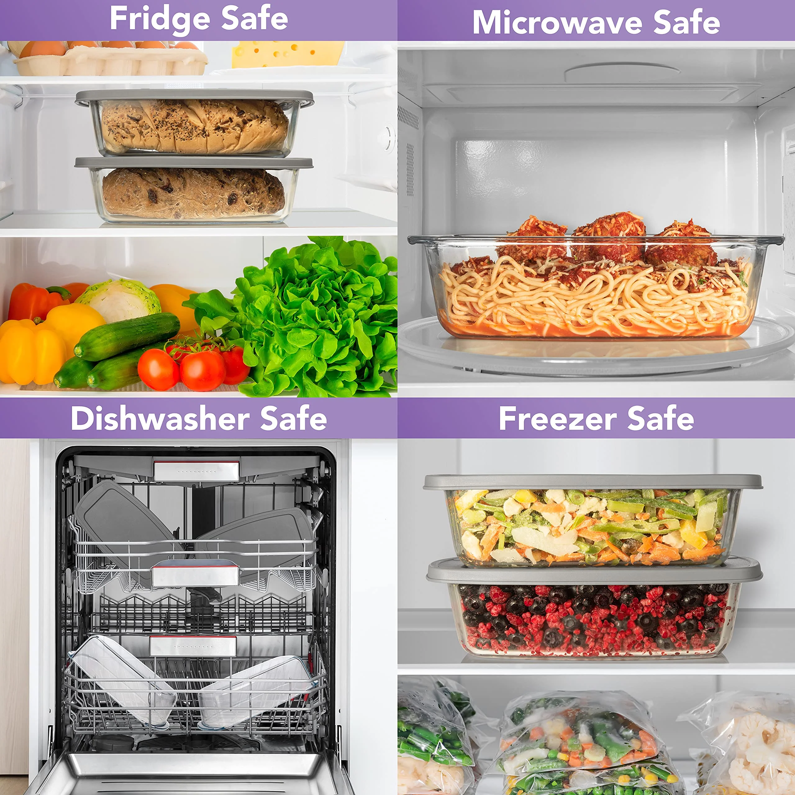 Razab LARGE 7.6 Cups/1800 ML/1.9 Qt Glass Loaf Pan with Lids - Meatloaf Pan BPA free Airtight Lids Grip Handle Easy Carry, Microwave and Oven Safe - Loaf Pans For Baking Bread, Cakes, Glass Loaf Pan - Image 5