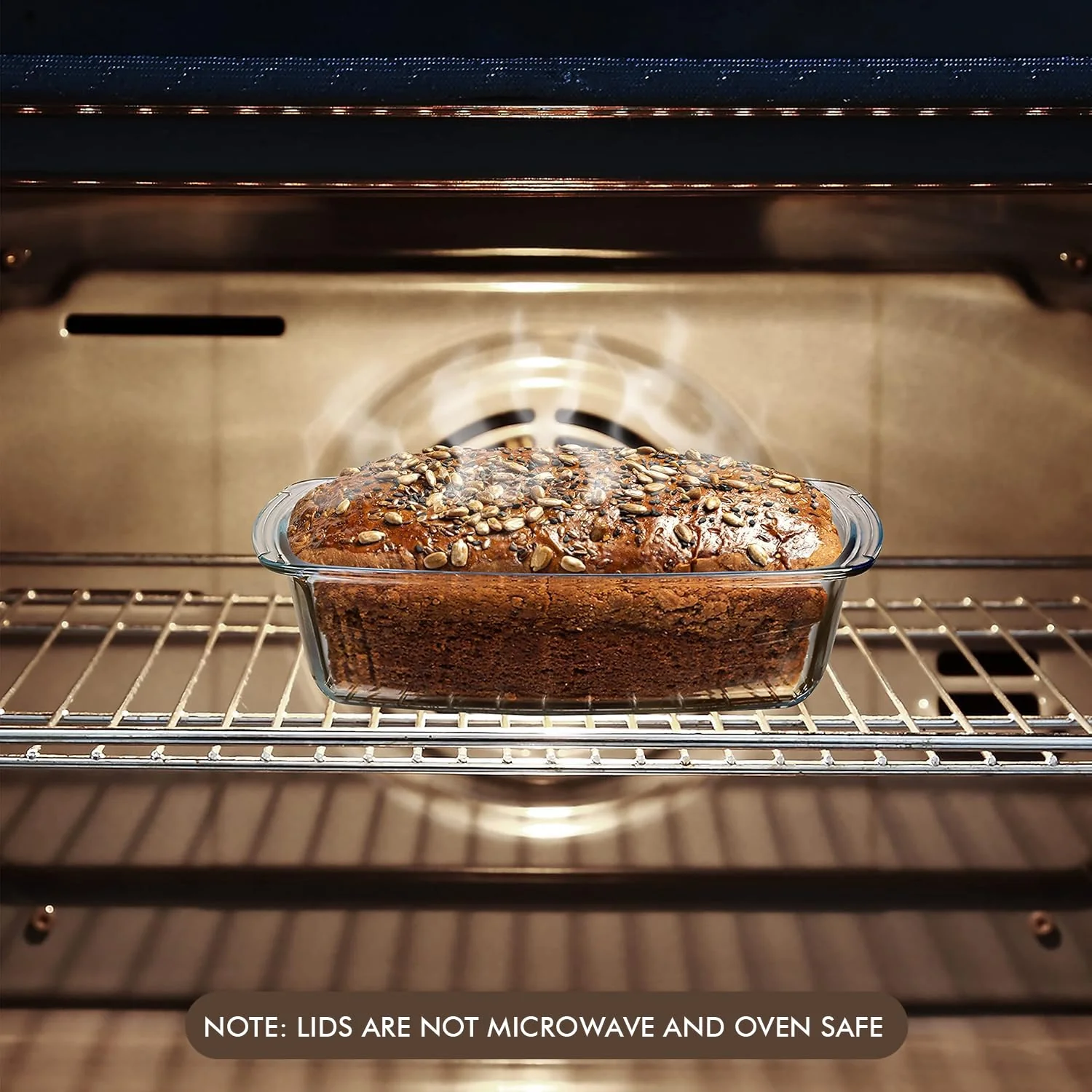 Razab LARGE 7.6 Cups/1800 ML/1.9 Qt Glass Loaf Pan with Lids - Meatloaf Pan BPA free Airtight Lids Grip Handle Easy Carry, Microwave and Oven Safe - Loaf Pans For Baking Bread, Cakes, Glass Loaf Pan - Image 6