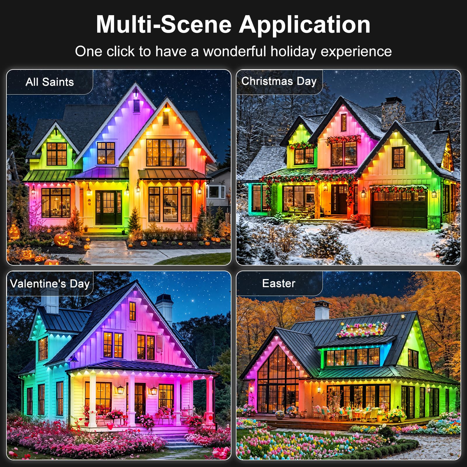 RCUICA 500FT Permanent Outdoor Lights Waterproof with Smart App Control Remote,DIY Scene Modes,Music Sync hronization,Eaves Lights for Garden Decor,Deck,Christmas - Image 3