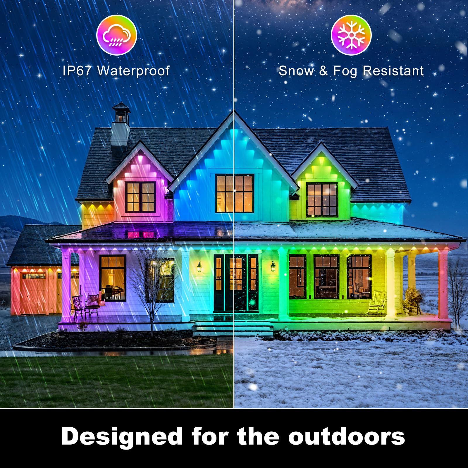 RCUICA 500FT Permanent Outdoor Lights Waterproof with Smart App Control Remote,DIY Scene Modes,Music Sync hronization,Eaves Lights for Garden Decor,Deck,Christmas - Image 6