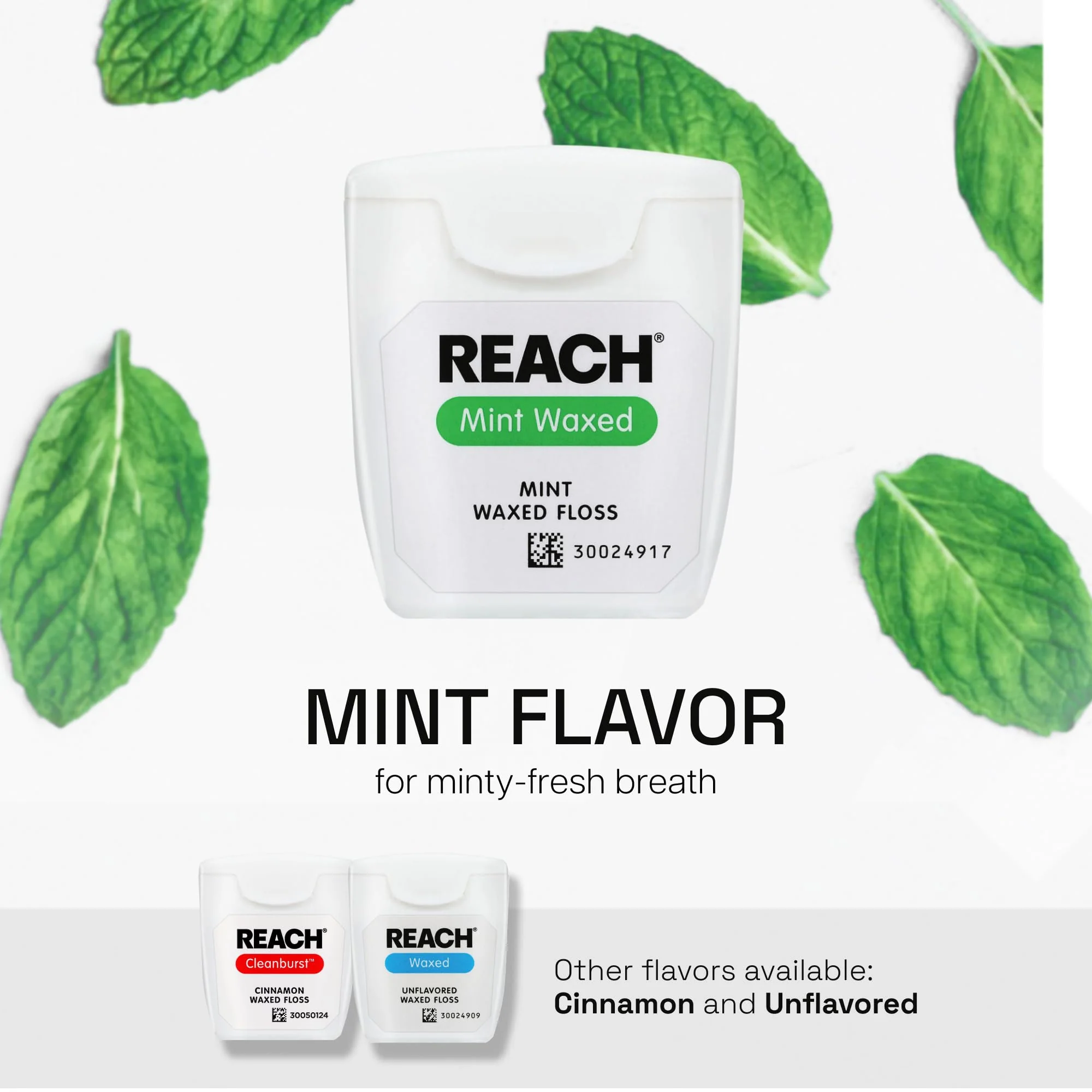 REACH Waxed Dental Floss, Mint, Plaque Remover for Teeth, Shred Resistant, Floss Slides Smoothly, Easy to Use, Waxed, Deep Cleaning Teeth, Oral Care, PFAS Free, for Adults & Kids, 1 Pack, 55 yd - Image 6