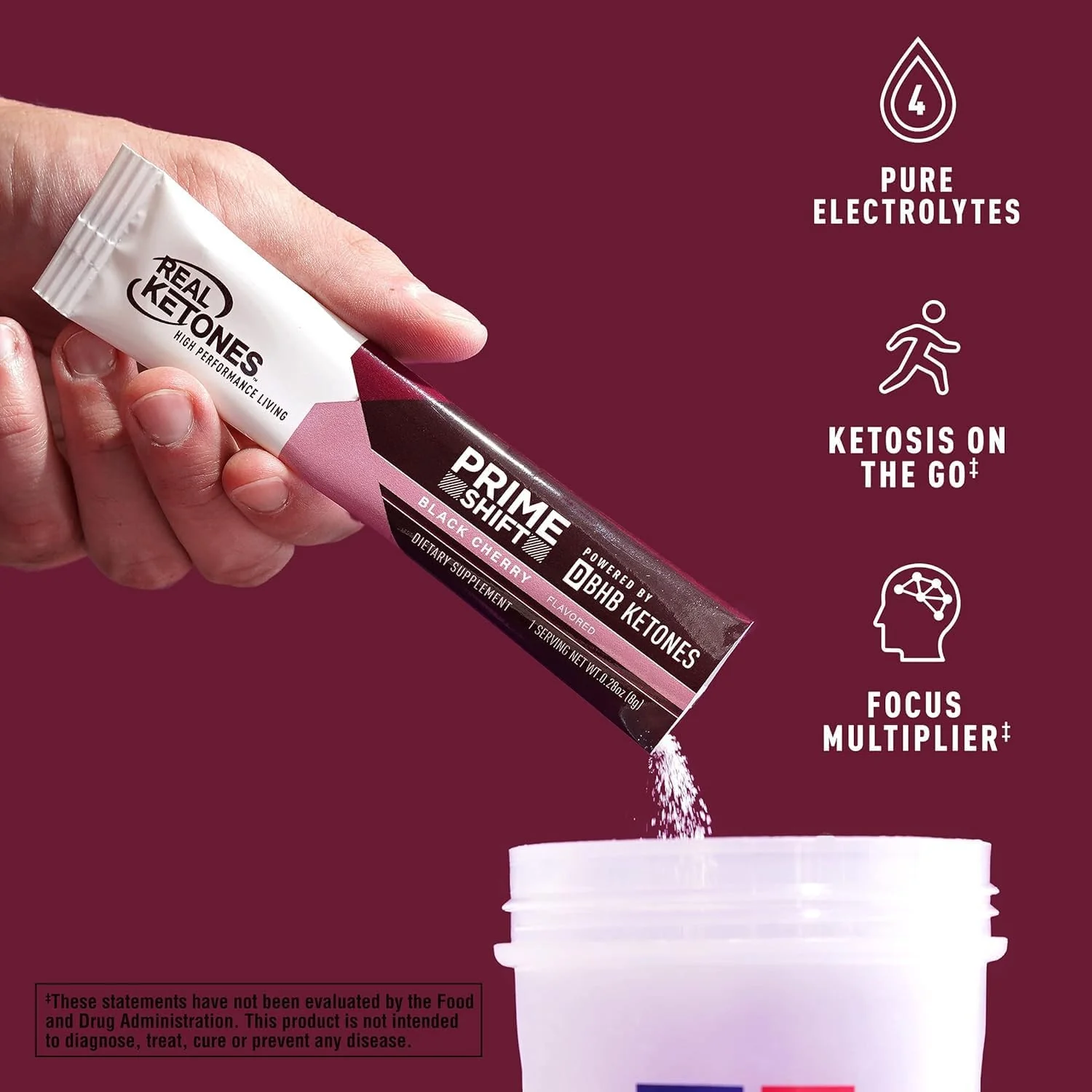 Real Ketones BHB Exogenous Ketones Drink Mix Packets Keto Electrolytes Powder Packets No Sugar with 4 Main Fasting Electrolytes Plus Hydrating Patented Keto BHB - 30 Count Black Cherry - Image 4