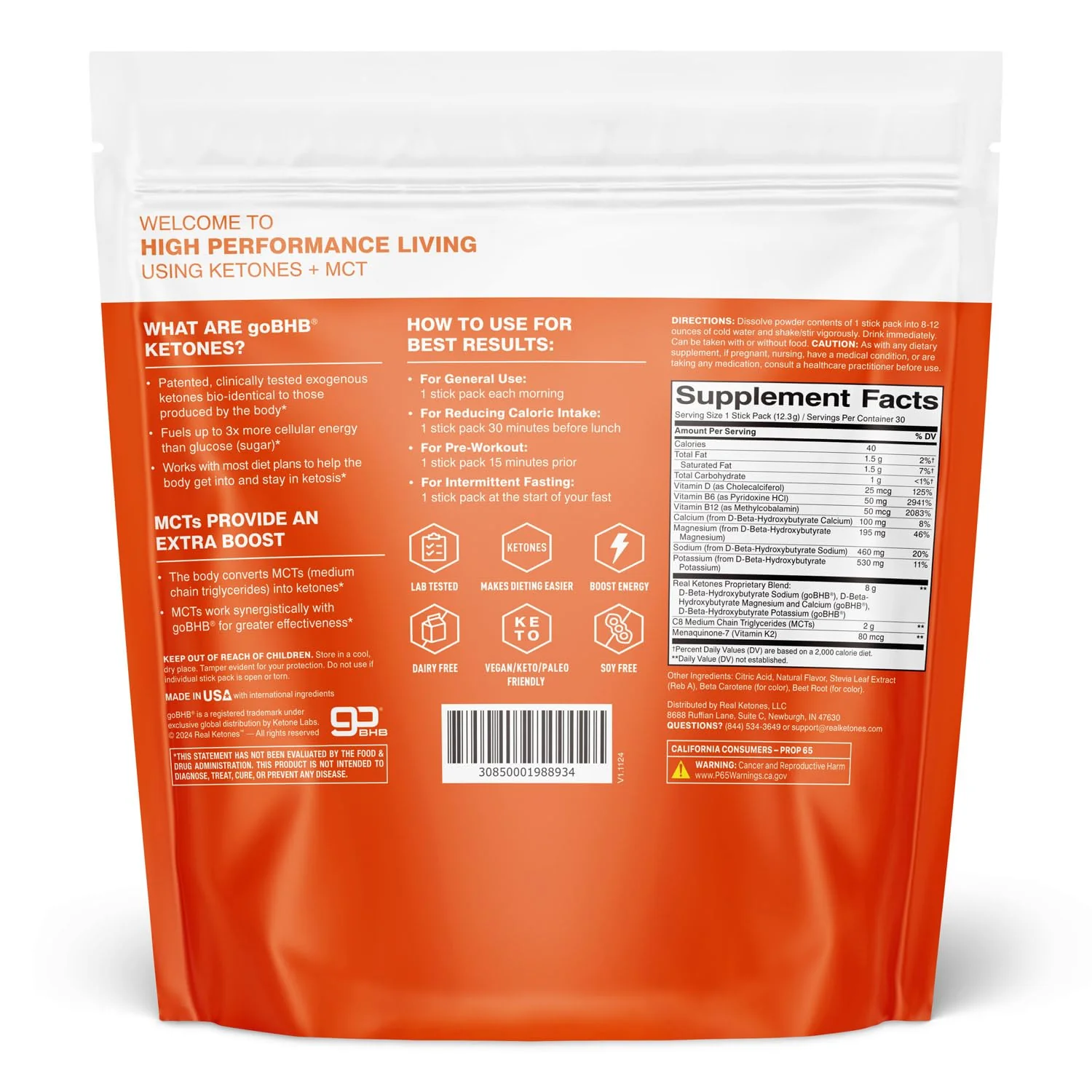 Real Ketones MCT & BHB Exogenous Ketones Drink Mix Packets Elevate Keto Electrolytes Powder Packets No Sugar with 4 Main Electrolytes Plus Hydrating Proprietary Keto BHB - 30 Pack Orange - Image 5
