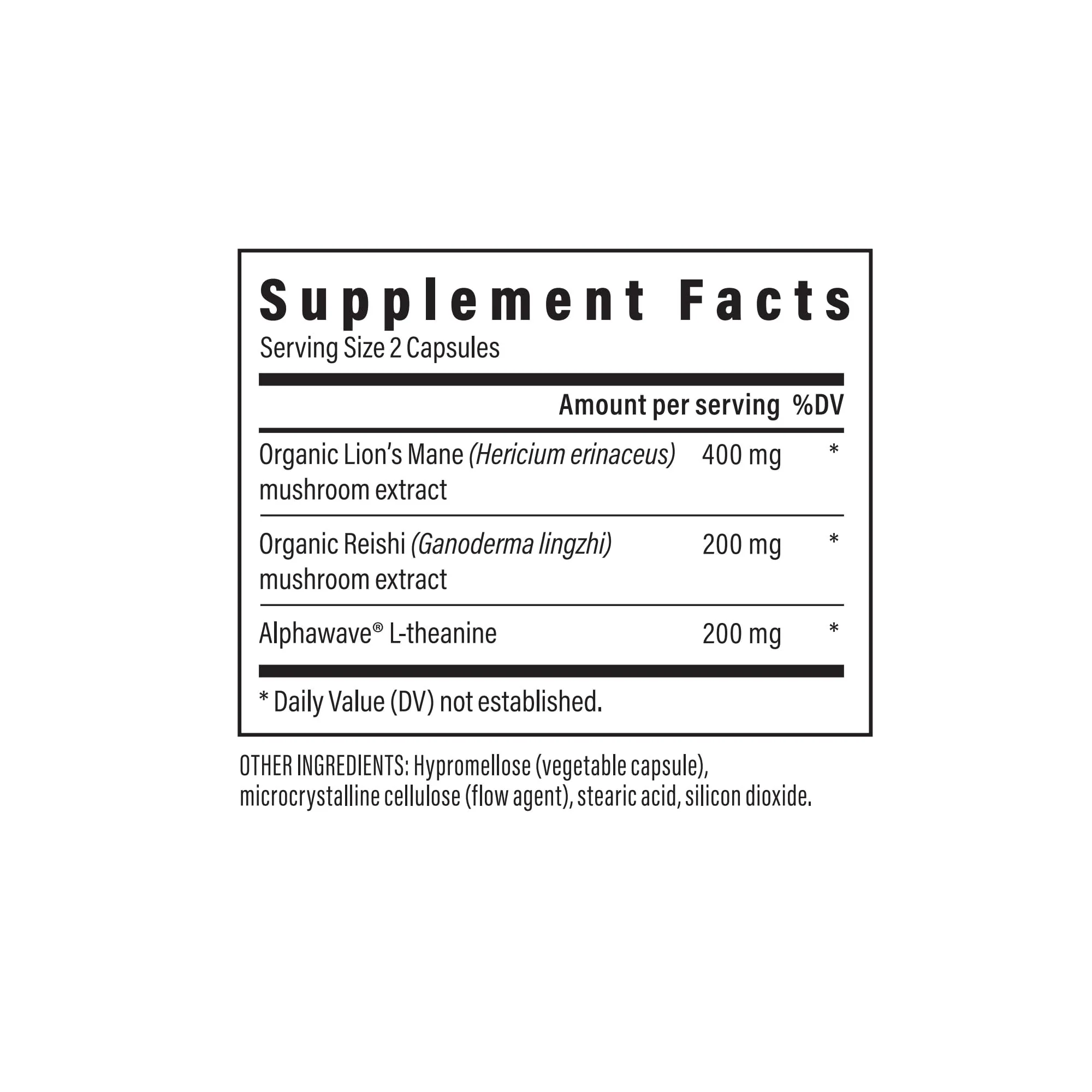 Real Muhsrooms Calm Lions Mane Capsules (90 Count) – 400mg Organic Lions Mane Fruiting Body Extracts, 200mg Organic Reishi, 200mg AlphaWave L-Theanine for Calm Clarity & Relaxed Alertness, 90ct - Image 2