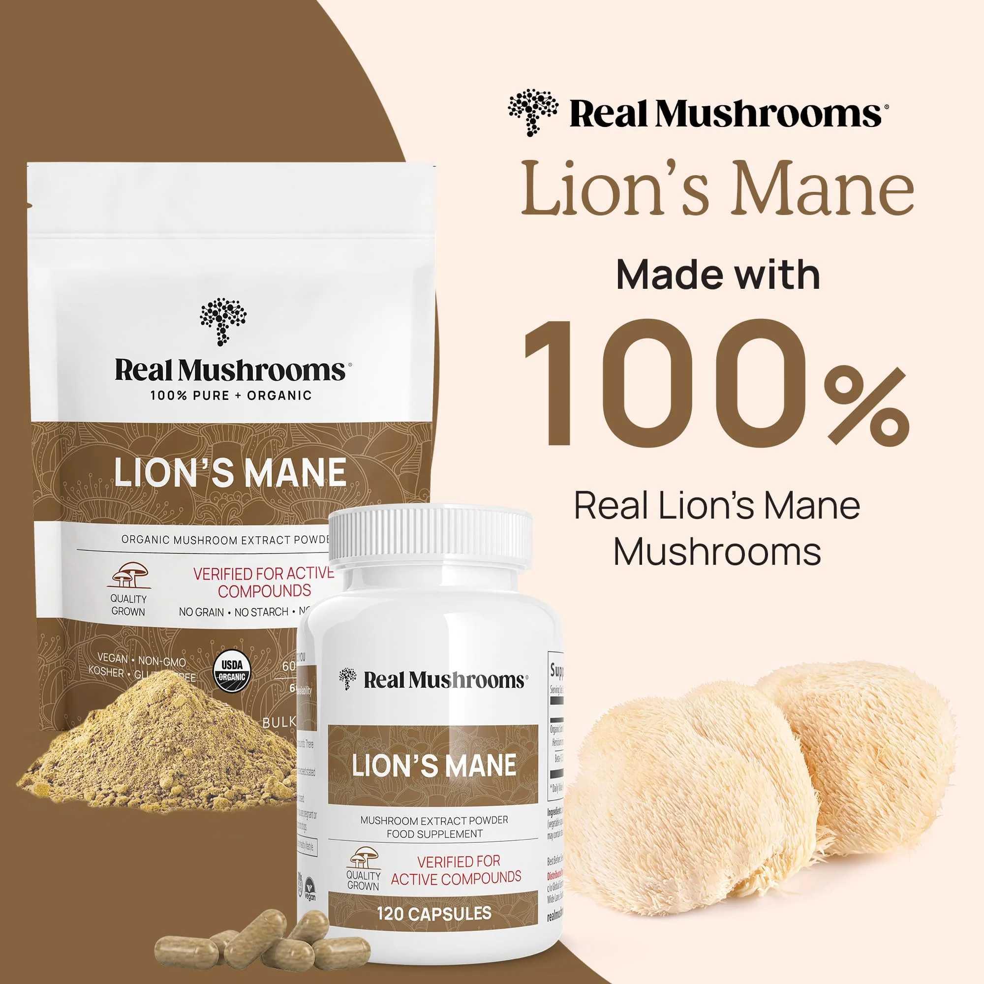 Real Mushrooms Lion’s Mane Powder - Organic Lions Mane Mushroom Extract for Cognitive Function & Immune Support - Brain Supplements for Memory and Focus - Vegan Mushroom Supplement, 150 Servings - Image 6