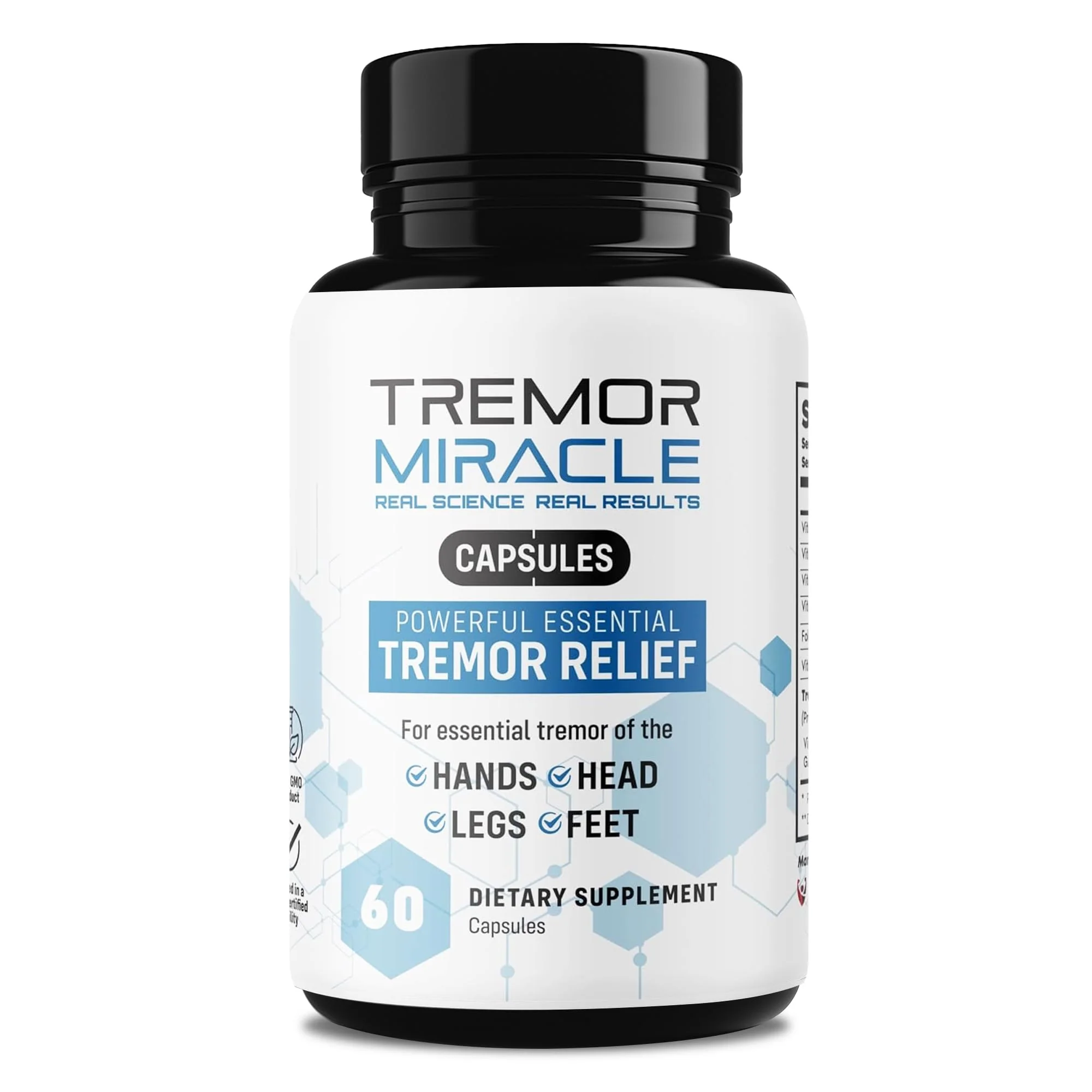 Real Science Tremor Miracle Capsules – Tremor Relief Supplement and Hand Tremor Aids for Adults – with TremorStop Blend, GABA, and Vitamins for Neurotransmission Support – Made in USA, 60 Caps