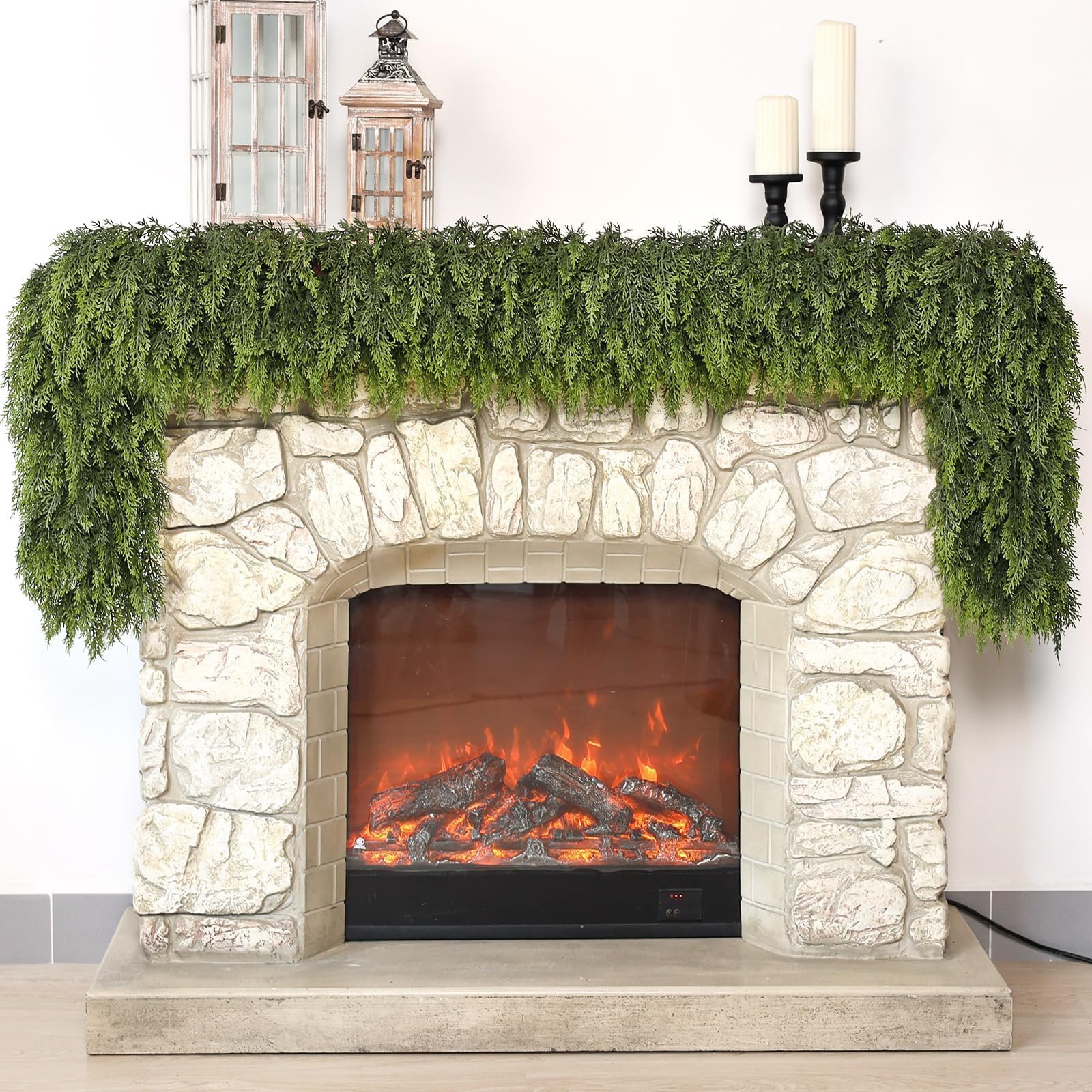 Real Touch Cedar Garland - Artificial Christmas Garlands Faux Green Cedar Fake Pine Needles Garland for Fireplace,Table, Stairs, Mantle, Window,Indoor Outdoor,Home,Holiday Decor(1 PCS,9 FT) - Image 4