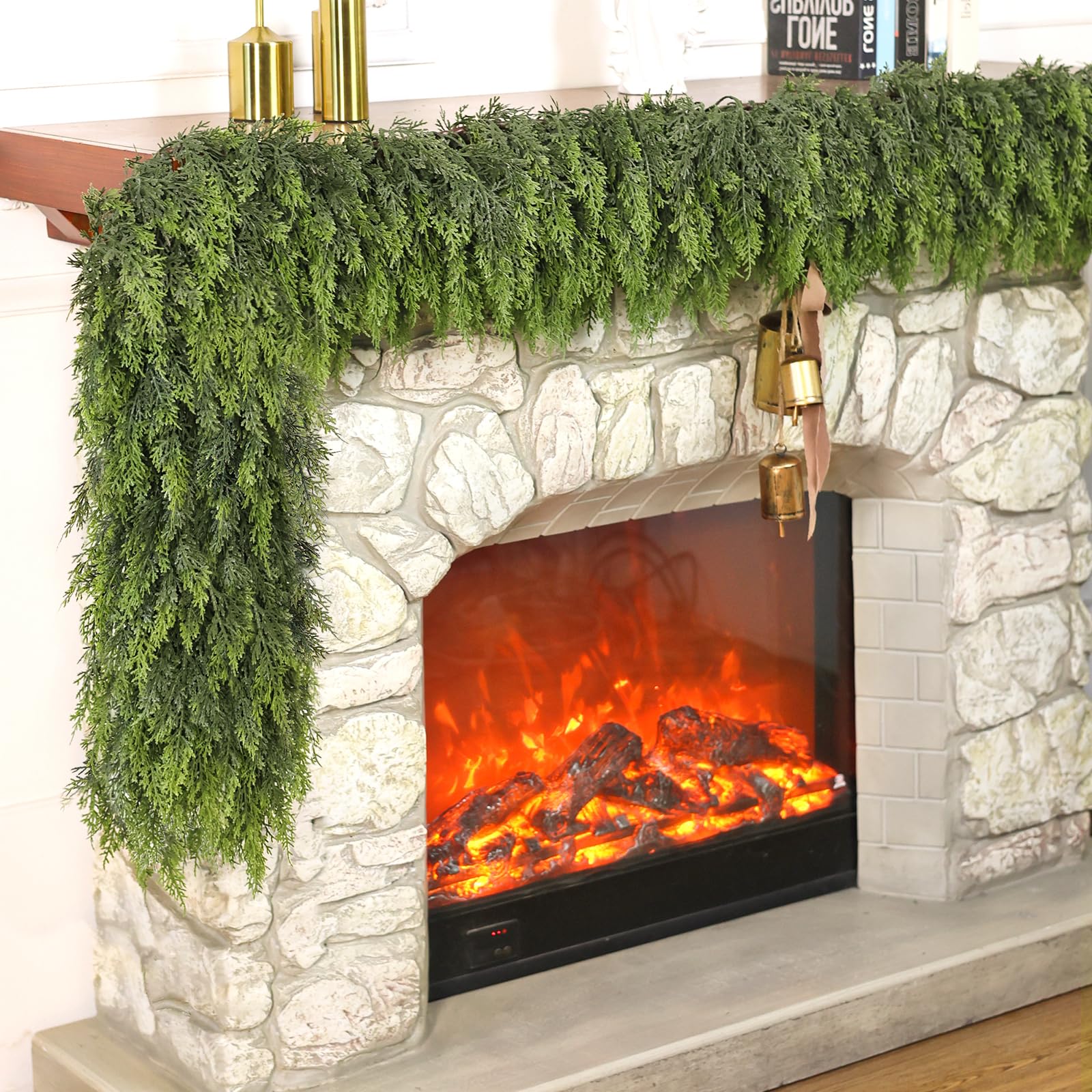 Real Touch Cedar Garland - Artificial Christmas Garlands Faux Green Cedar Fake Pine Needles Garland for Fireplace,Table, Stairs, Mantle, Window,Indoor Outdoor,Home,Holiday Decor(1 PCS,9 FT) - Image 9