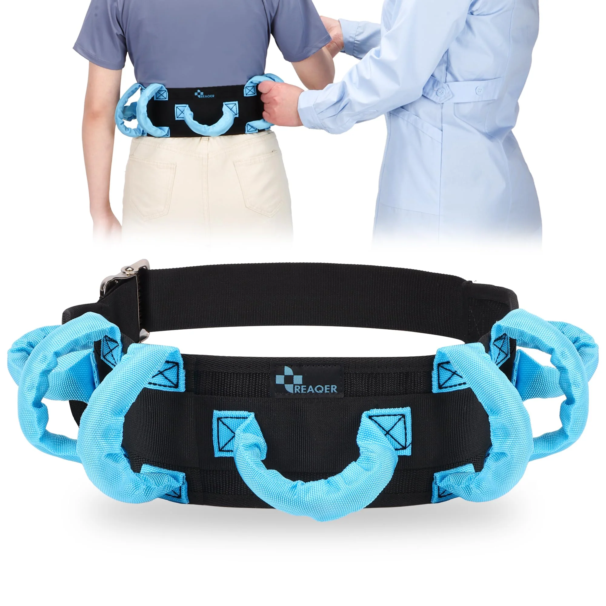REAQER Gait Belt Transfer Belts for Lifting Seniors Walking and Standing Assist Aid for Bariatric, Elderly, Handicap, Occupational & Physical TherapyCaregiver Nurse Therapist - Image 2