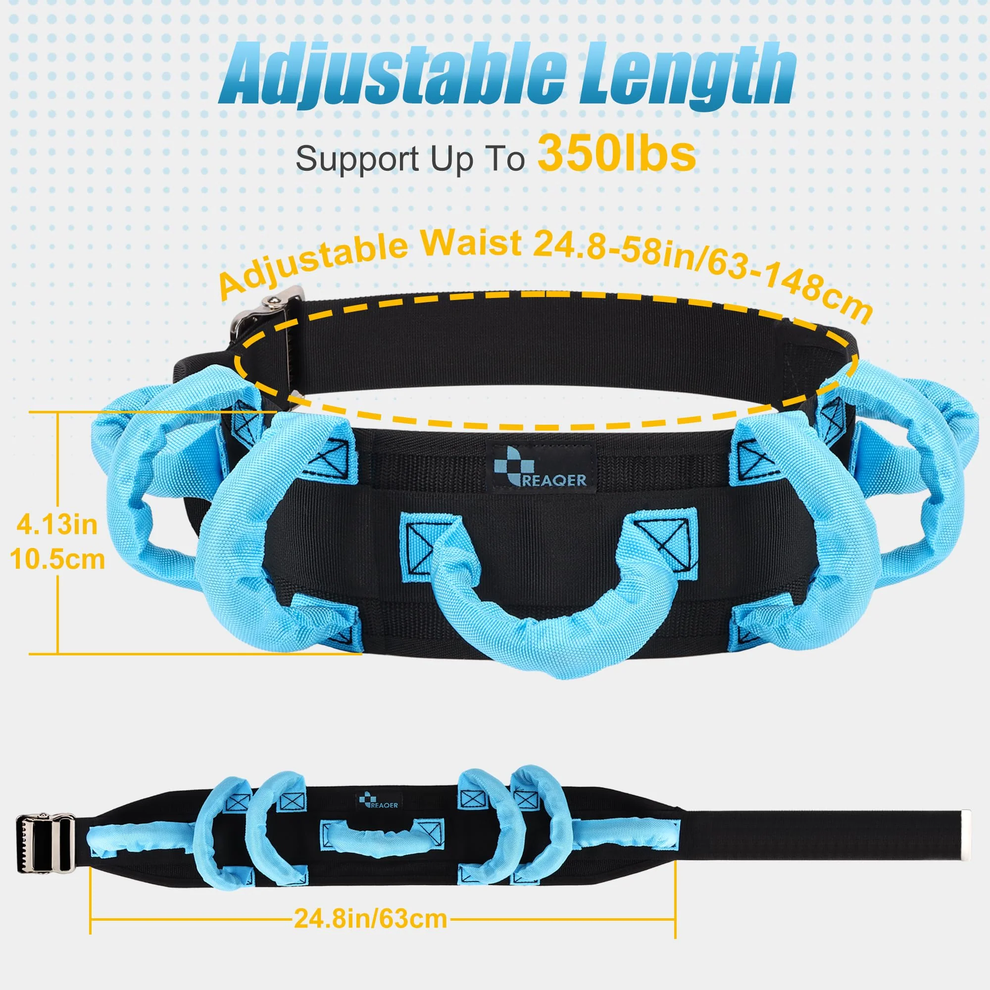 REAQER Gait Belt Transfer Belts for Lifting Seniors Walking and Standing Assist Aid for Bariatric, Elderly, Handicap, Occupational & Physical TherapyCaregiver Nurse Therapist - Image 3