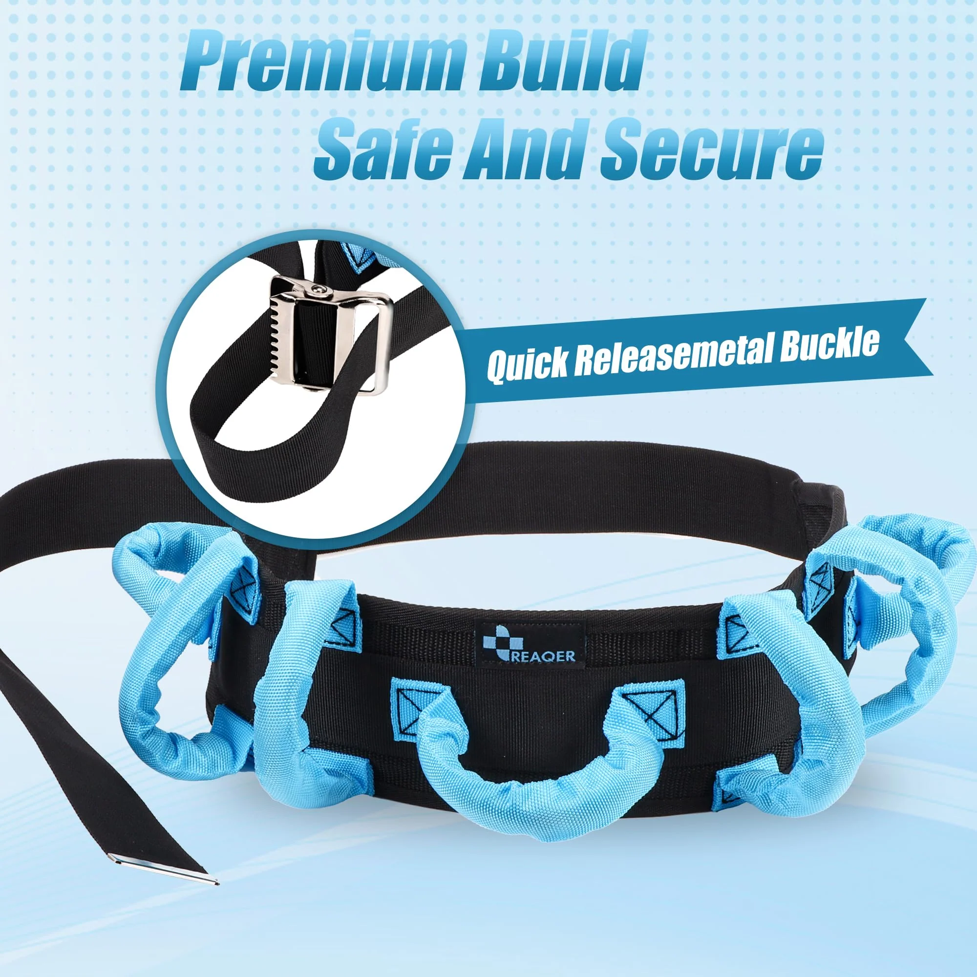 REAQER Gait Belt Transfer Belts for Lifting Seniors Walking and Standing Assist Aid for Bariatric, Elderly, Handicap, Occupational & Physical TherapyCaregiver Nurse Therapist - Image 4