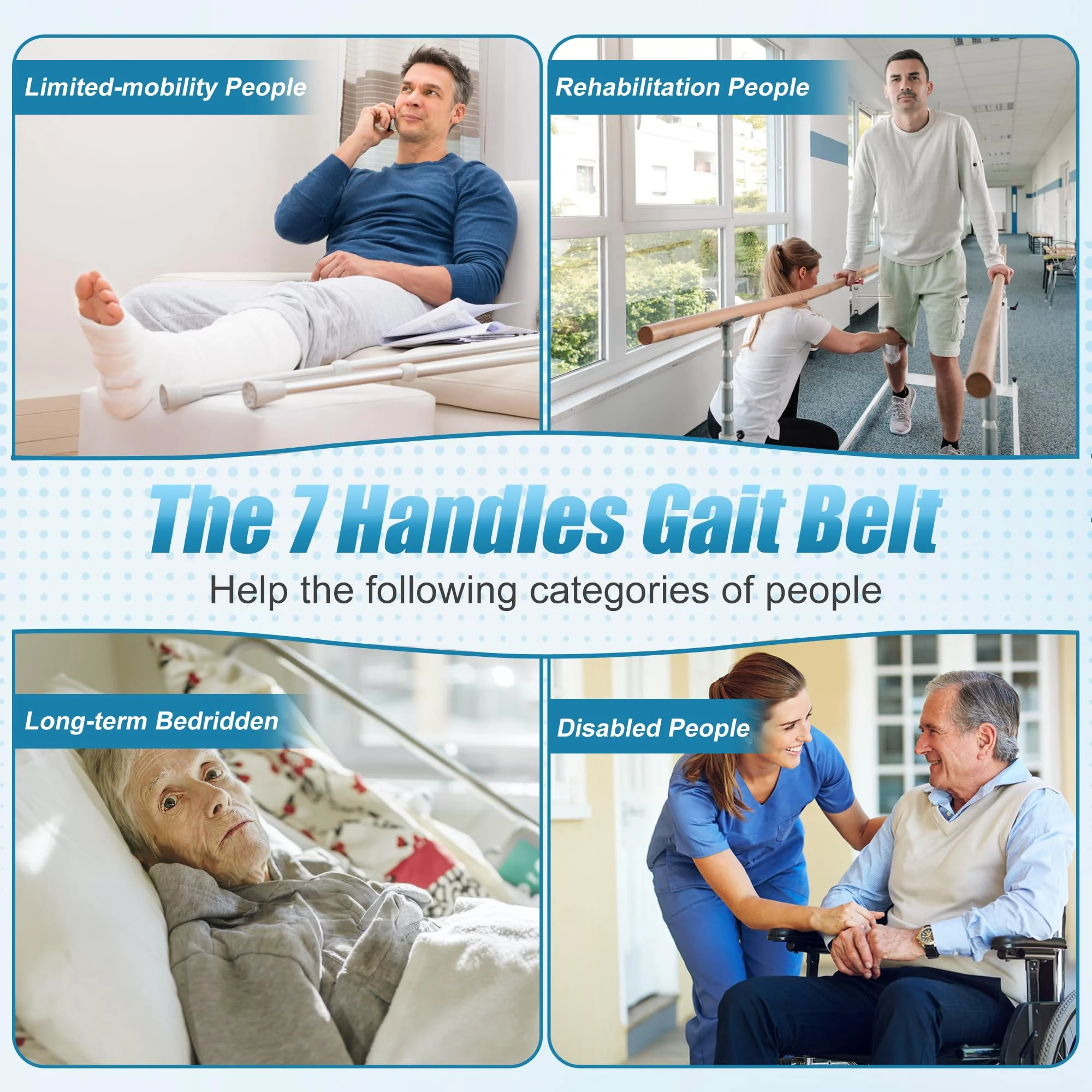 REAQER Gait Belt Transfer Belts for Lifting Seniors Walking and Standing Assist Aid for Bariatric, Elderly, Handicap, Occupational & Physical TherapyCaregiver Nurse Therapist - Image 8