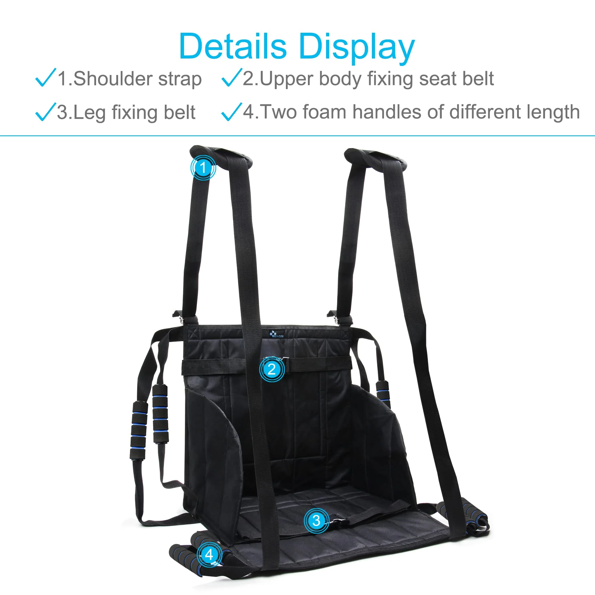 REAQER Transfer Belt Patient Lift Aid Slide Board for Lifting Seniors Wheelchair Seatbelt Stair Lifts Assist Transferring for Elderly Bariatric,Handicap Mobility Aids Equipment(8Handles +2 Straps) - Image 8