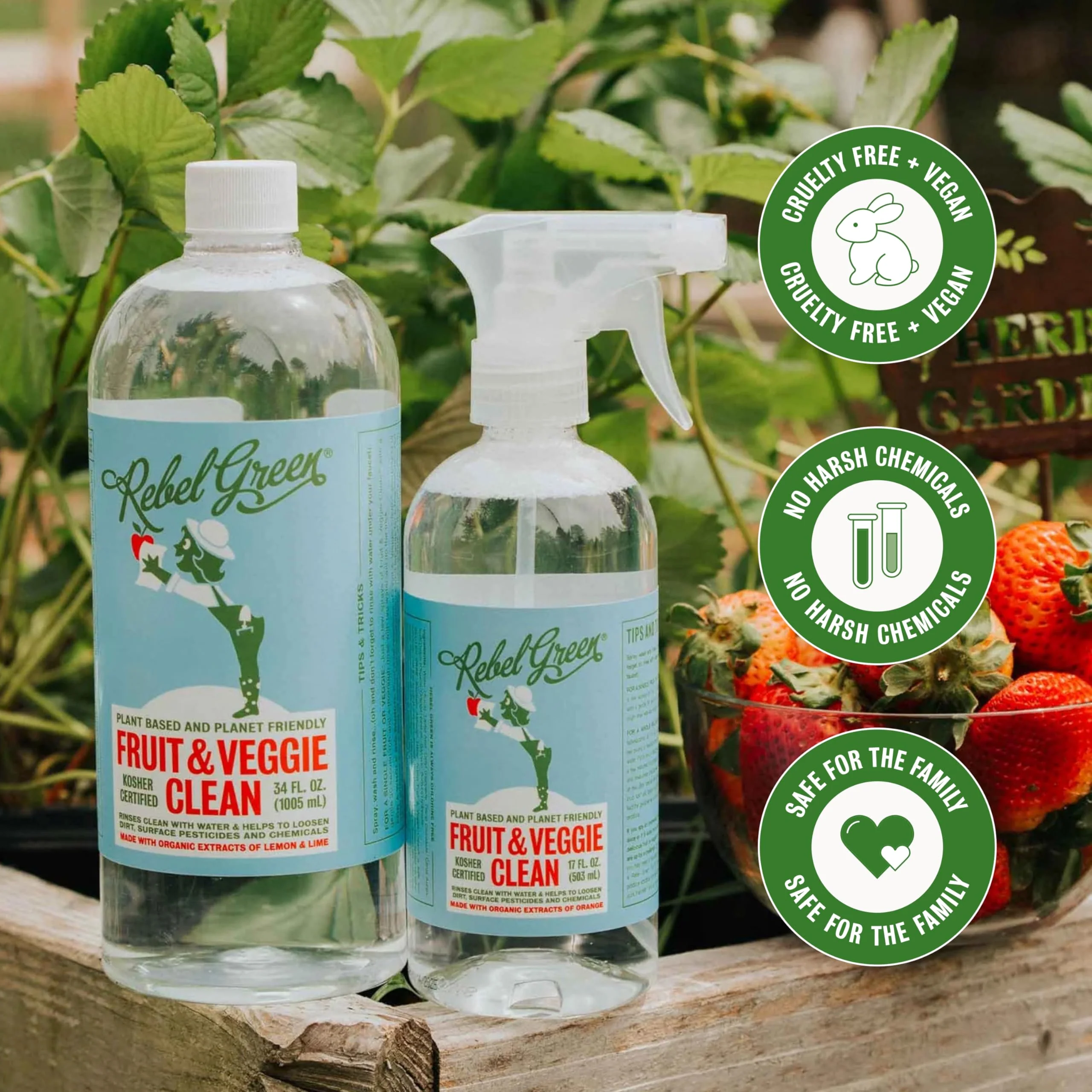 Rebel Green Fruit & Veggie Wash - Natural Produce Wash - Plant-Based Vegetable Wash Spray - Fruit and Vegetable Wash with No Aftertaste - Sustainable Food Wash - (34 oz Refill Bottles, 6 Pack) - Image 3