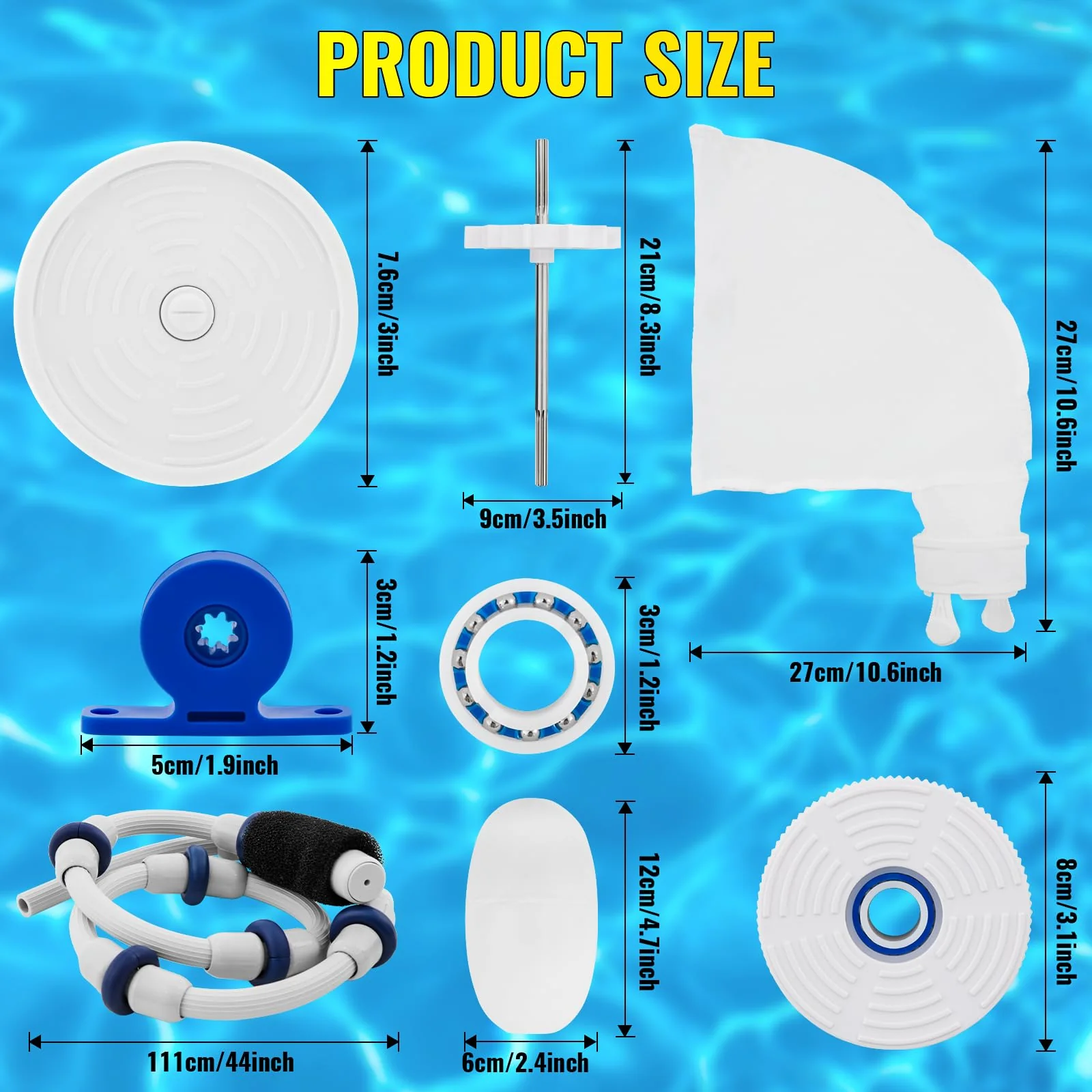 Rebuild Repair Kit Replacement for Polaris Zodiac Automatic Pool Cleaner 280 with Wheel, Tire, Drive Shaft, Turbine Bearing, All Purpoe Bag, Sweep Hose, Wheel Bearing, Tailsweep Pro - Image 2