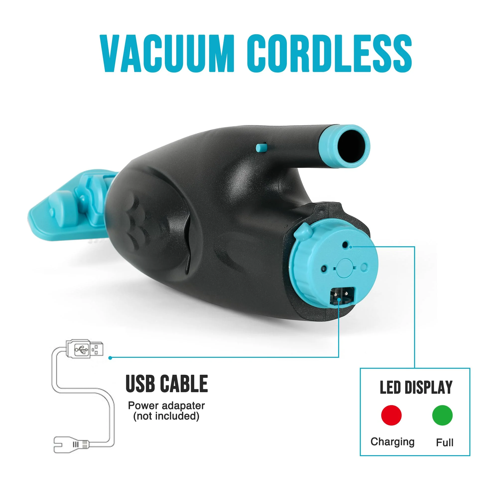 Rechargeable Handheld Pool Vacuum Set with Adjustable Pole and 2 Interchangeable Brush Heads, Ideal for Above-Ground Pools, Hot Tubs, Spas, and Small Pools up to 20ft – Cordless Spot Cleaner(Blue) - Image 6