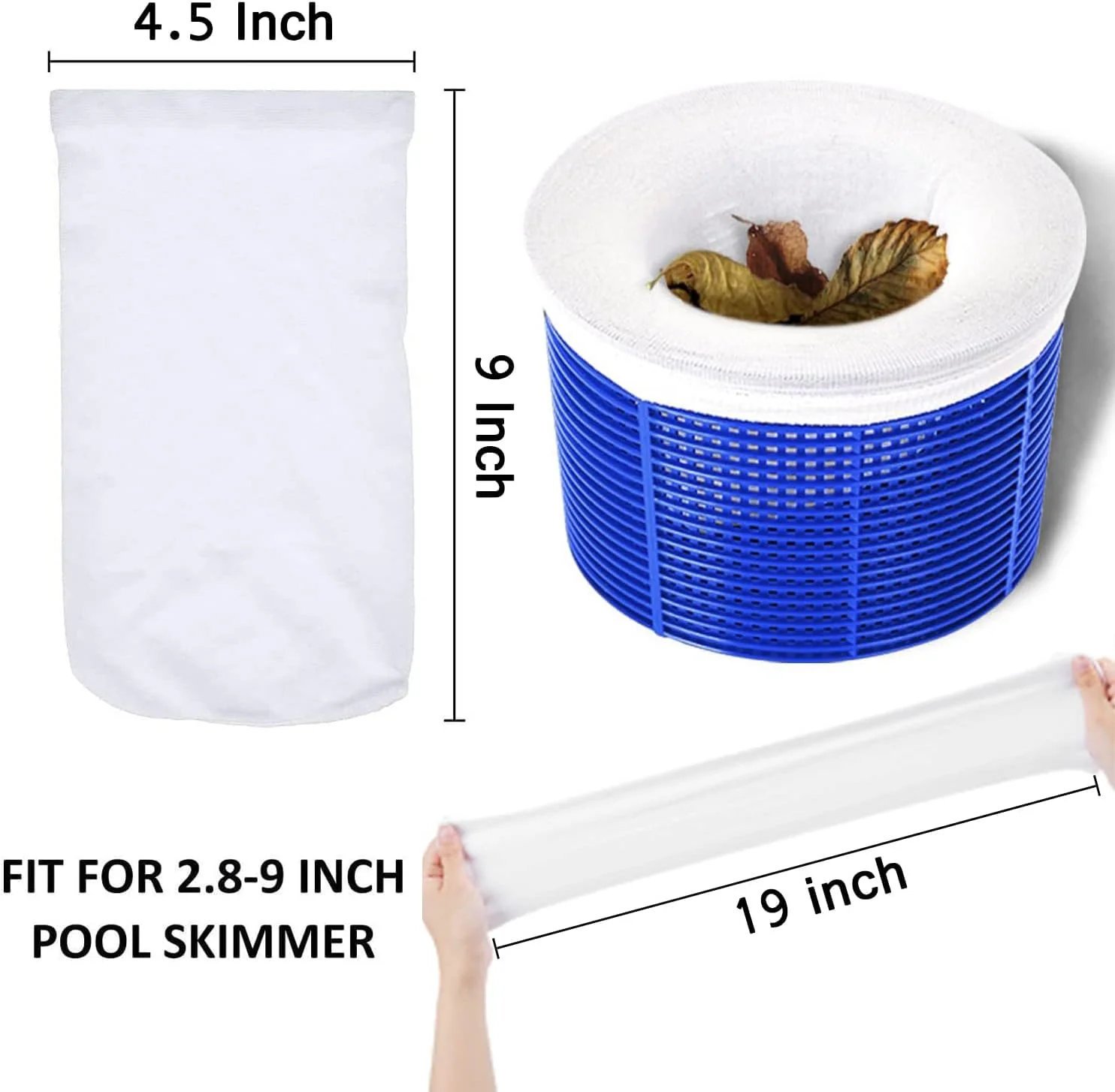 RECHIATO 50 Pack Pool Skimmer Socks for Pool Filters, Filters Baskets and Skimmers to Filter Debris and Leaves, Protact Filter System of Inground and Above Ground Pools - Image 7