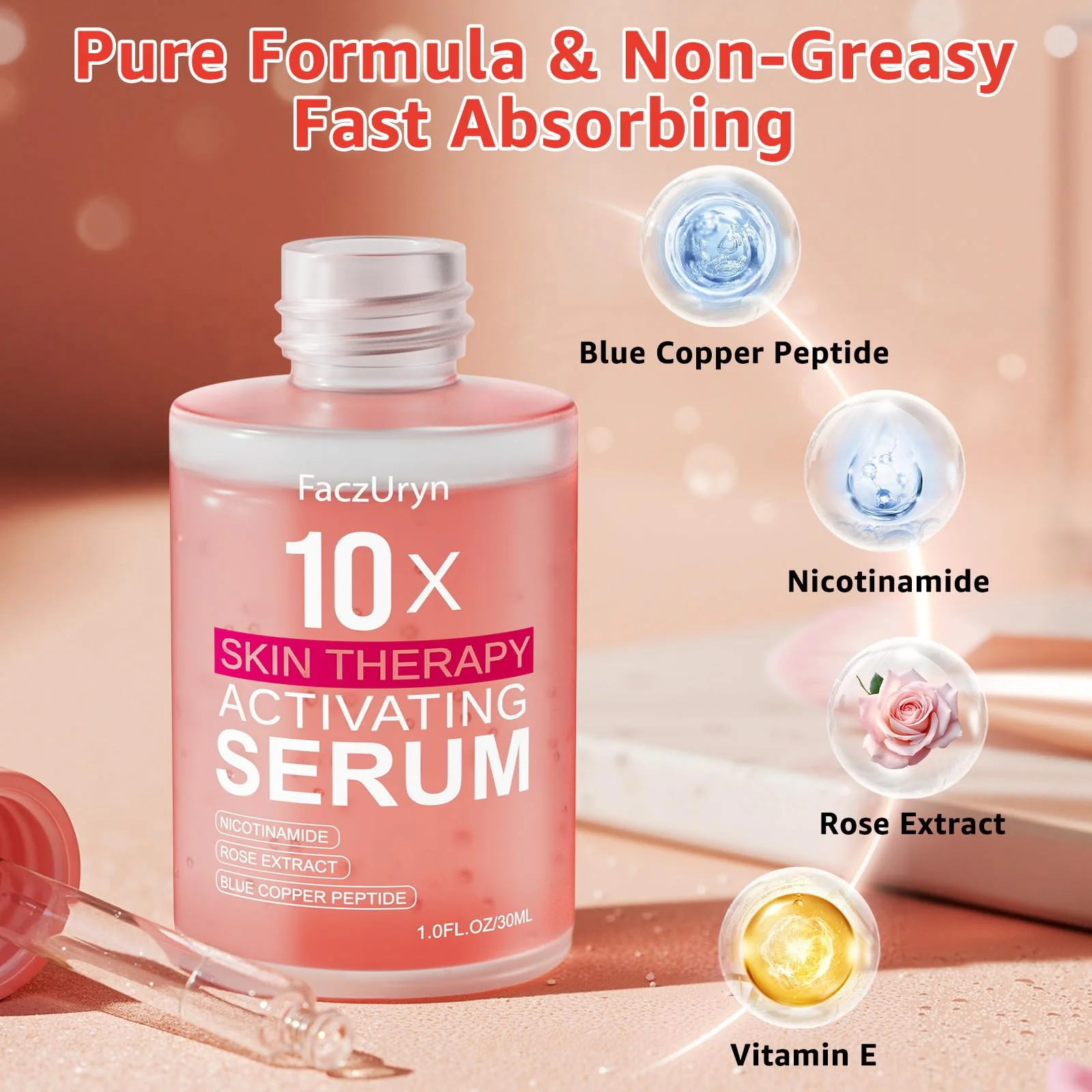 Red Light Therapy Serum, Red Light Therapy Activation Serums Amplify Effects & Reduce Wrinkles with Hydrating, Vitamin E Redlight Serum for Face, Rose Extract Facial Serums for Women, 1.0 FL.OZ - Image 6