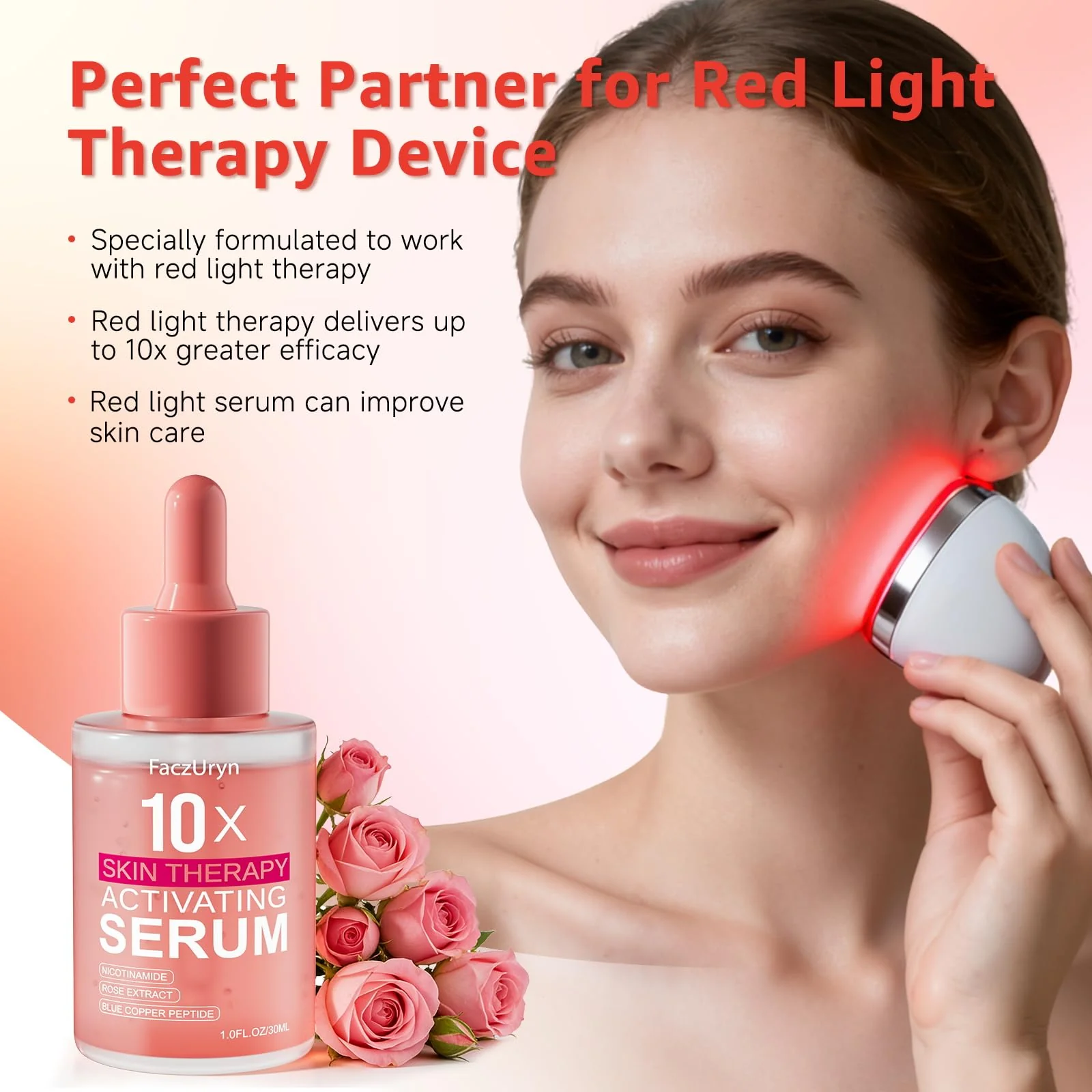Red Light Therapy Serum, Red Light Therapy Activation Serums Amplify Effects & Reduce Wrinkles with Hydrating, Vitamin E Redlight Serum for Face, Rose Extract Facial Serums for Women, 1.0 FL.OZ - Image 8