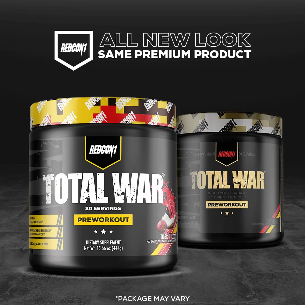 REDCON1 Total War Pre Workout, Tiger's Blood - Pump, Endurance & Energy Boosting Workout Supplement - Caffeinated Pre Workout with Taurine, Green Tea + Di Caffeine Malate (15 Servings) - Image 8