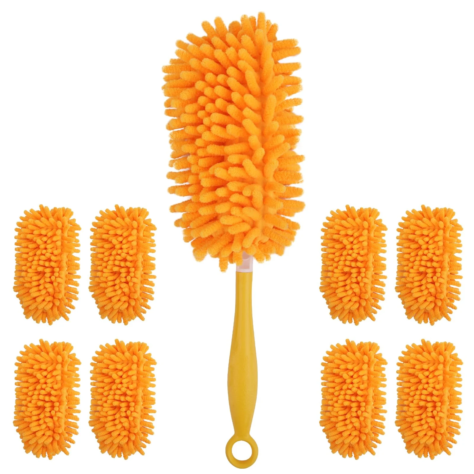 Redones Dusters for Swiffer - Reusable Duster Refill Compatible with Swiffer Hand Duster(8 Pack+1Handle), 360 Heavy Duty Dusters Refills