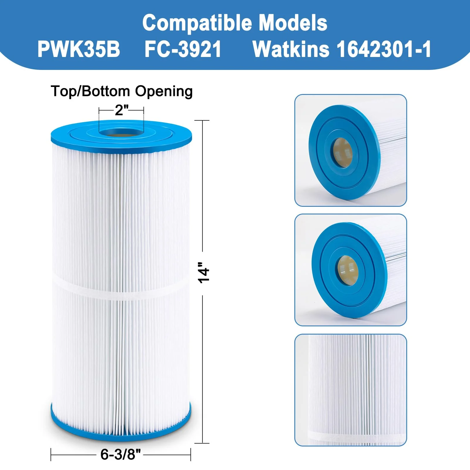 REEPLAR PWK35B Replaces Hot Springs Limelight Spa Filters, Compatible with Watkins 1642301-1, 78161, 78286, Filbur FC-3921, Hot Spring Limelight Series Filter Cartridge,35 sq.ft - 2 Pack - Image 7