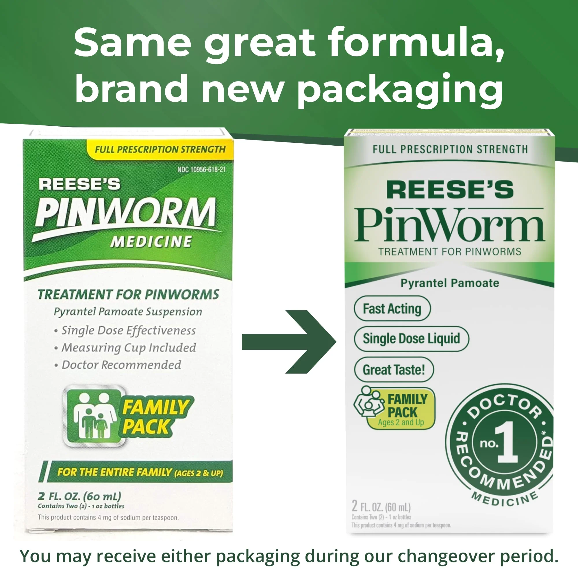 REESE'S PINWORM Medicine Liquid for Entire Family, Full Prescription Strength, 2 Oz, #1 Doctor Recommended Single Dose Pyrantel Pamoate Dewormer for Adults & Kids Ages 2+, Banana Flavor - Image 2