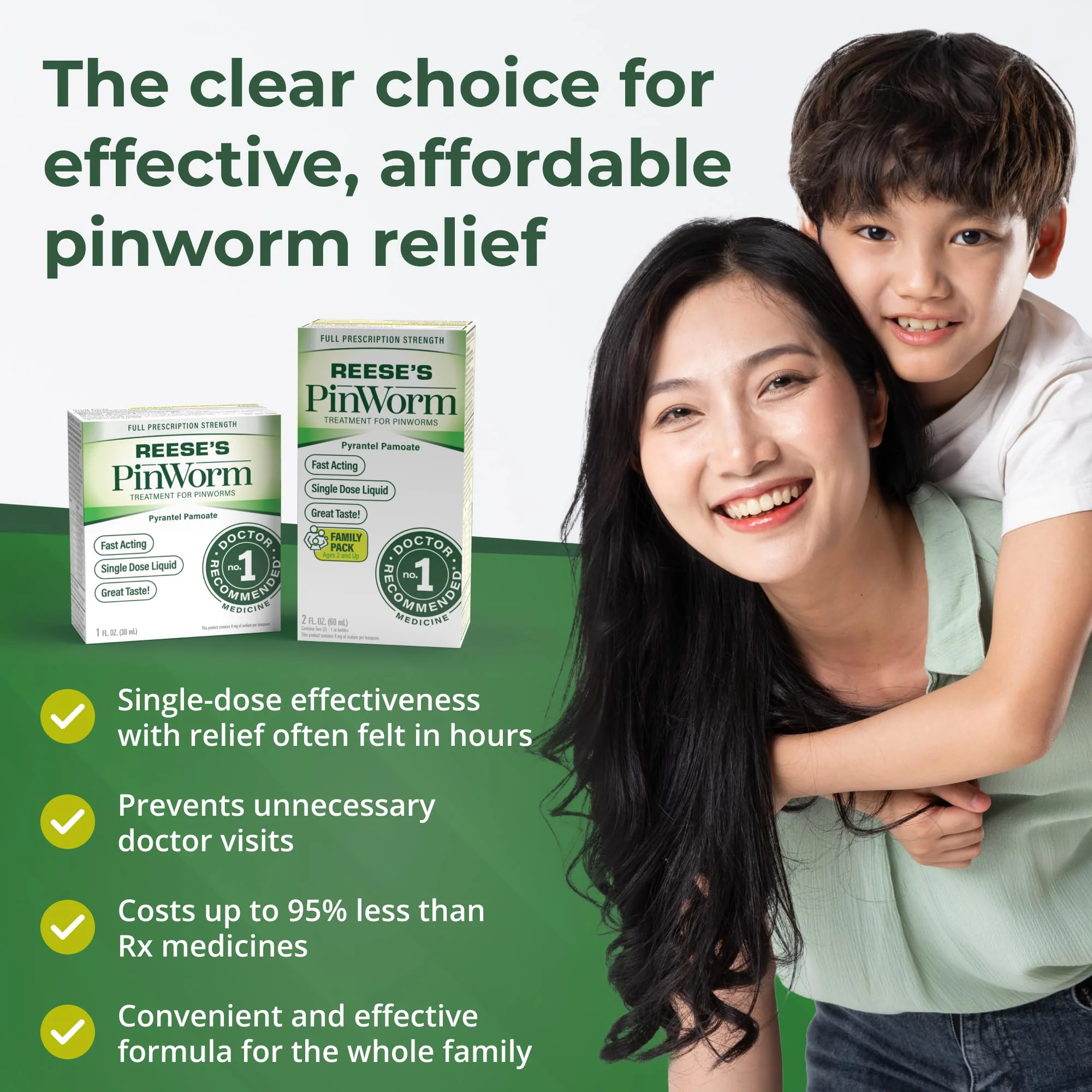 REESE'S PINWORM Medicine Liquid for Entire Family, Full Prescription Strength, 2 Oz, #1 Doctor Recommended Single Dose Pyrantel Pamoate Dewormer for Adults & Kids Ages 2+, Banana Flavor - Image 3