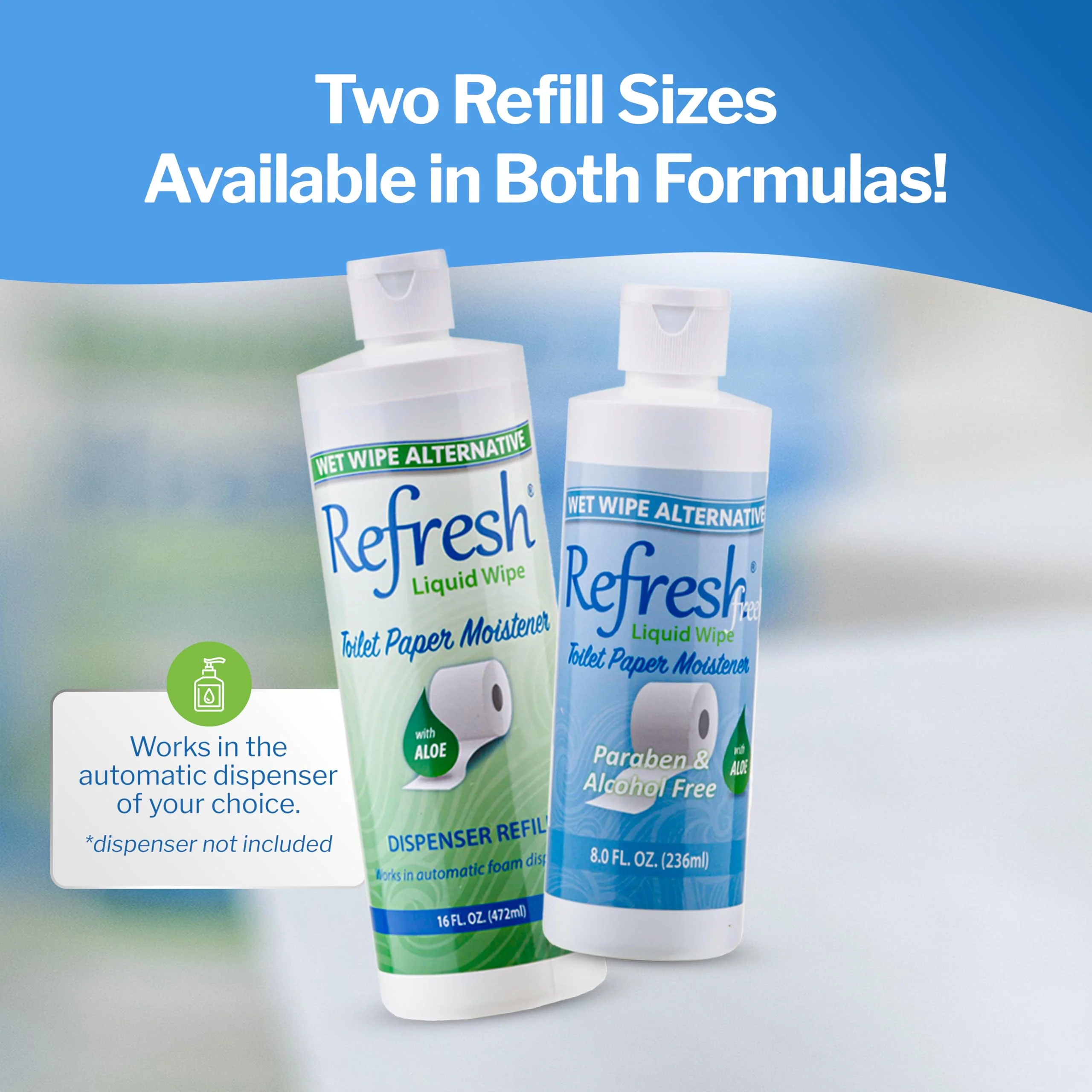 Refresh Liquid Wipe Toilet Paper Foam Refill – Flushable Wet Wipe Alternative – Cleanses & Soothes with Witch Hazel & Aloe – 8 oz Refill Bottle - Image 4