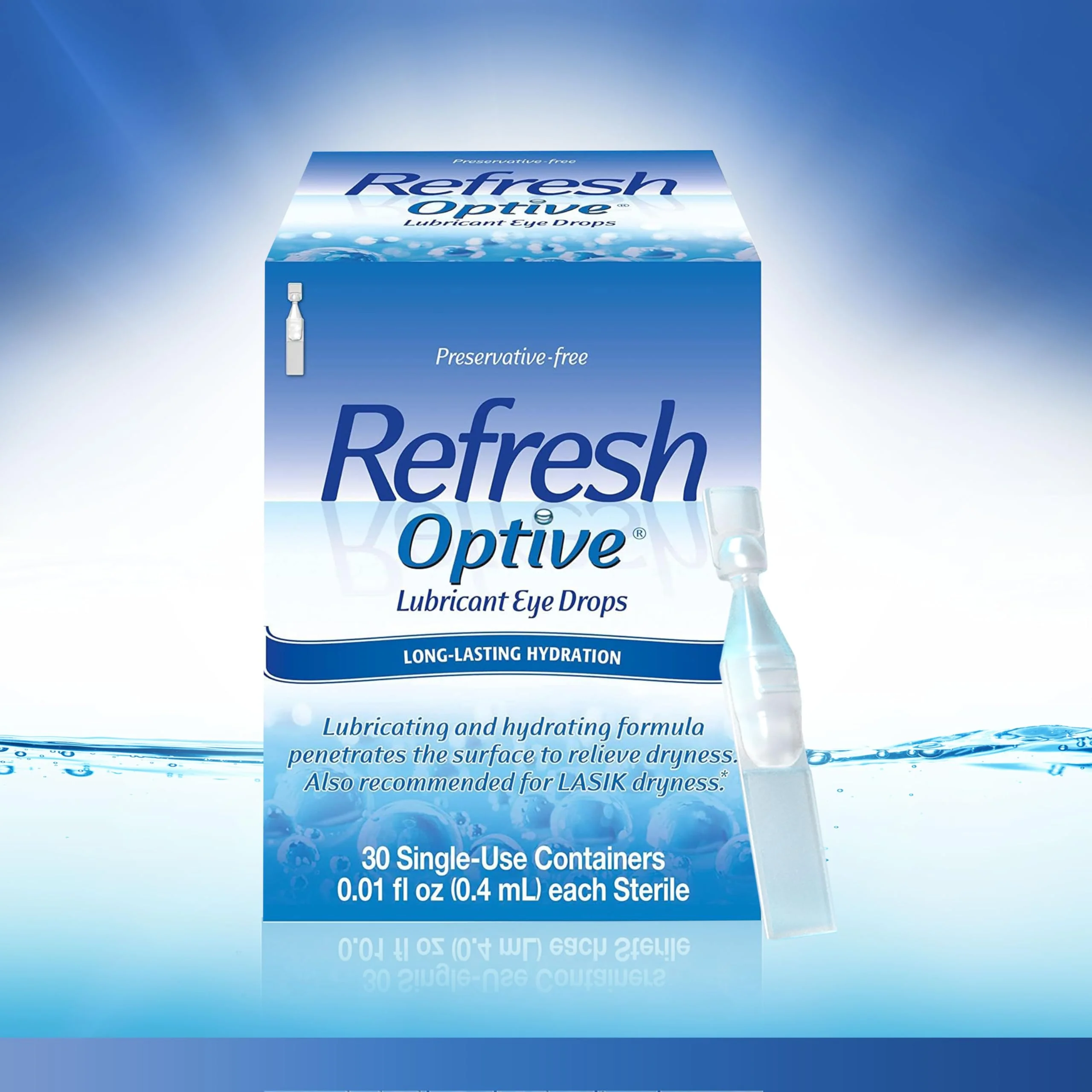 Refresh Optive Lubricant Eye Drops For Dry Eyes, Preservative-Free, 0.01 Fl Oz Single-Use Containers, 30 Count - Image 2