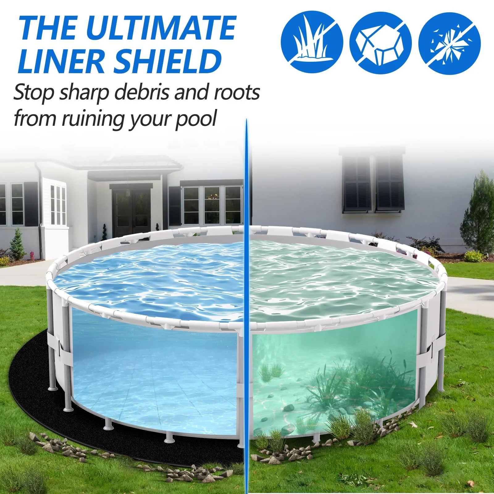 REGMICS 12ft Round Above Ground Pool Pad, 300G/M² (9oz/yz²) Heavy Duty Pool Mats for Floor, Seamless Puncture Resistant Under Pool Mat, Professional Ground Protector for Gravel & Concrete, Black - Image 5