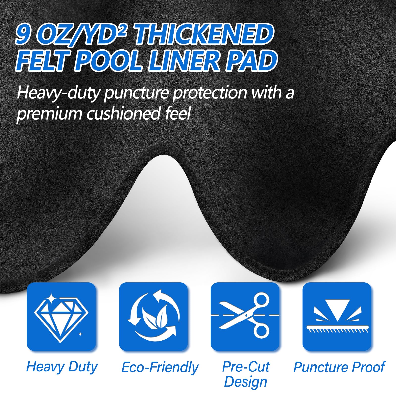REGMICS 12ft Round Above Ground Pool Pad, 300G/M² (9oz/yz²) Heavy Duty Pool Mats for Floor, Seamless Puncture Resistant Under Pool Mat, Professional Ground Protector for Gravel & Concrete, Black - Image 6