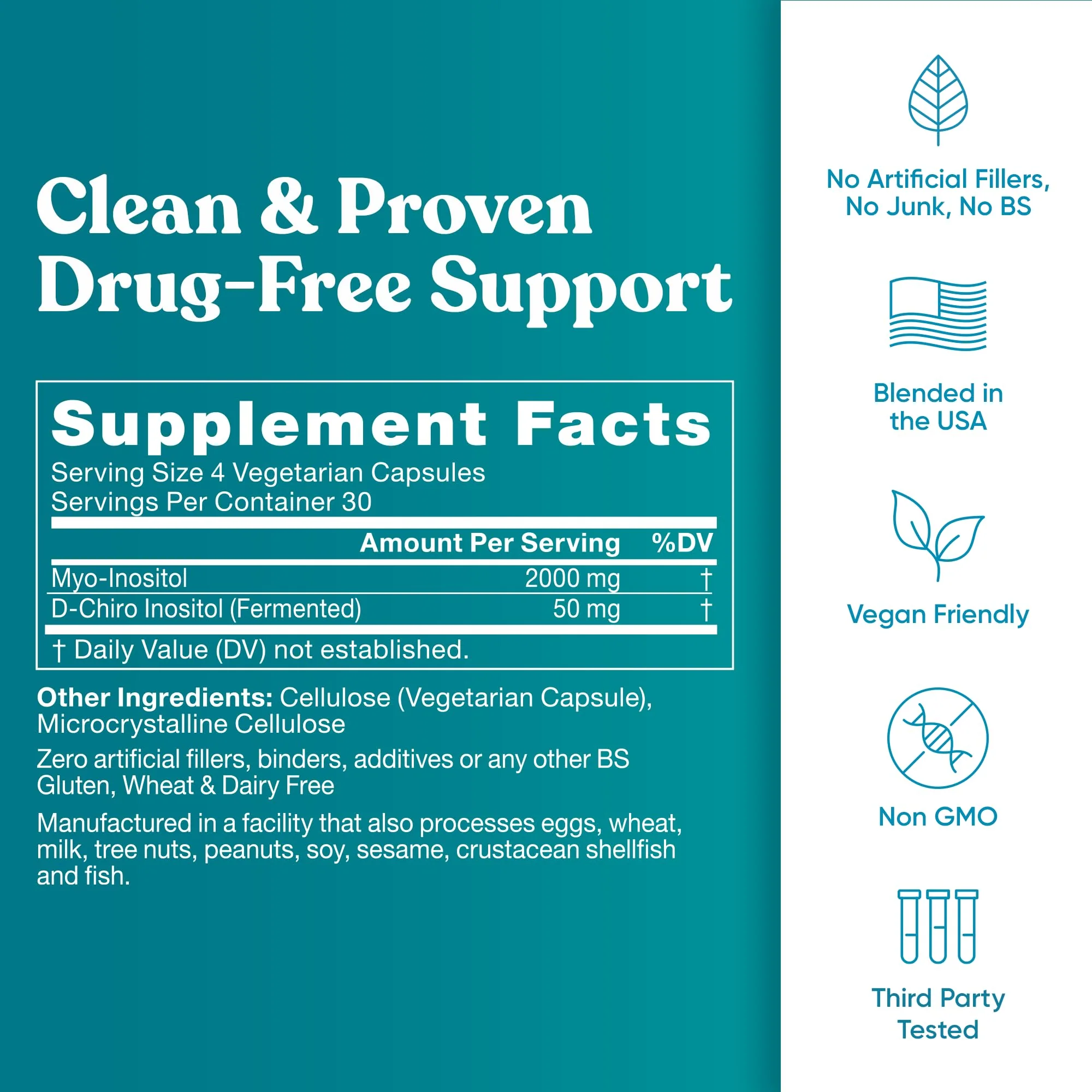 Regulate Cycle Support – Hormone Balance for Women at Optimal 40:1 Myo-Inositol 2000 mg & D-Chiro Inositol 50 mg – Supplement for Period Consistency, Menstrual & Ovulation Support – 120 Vegan Capsules - Image 5