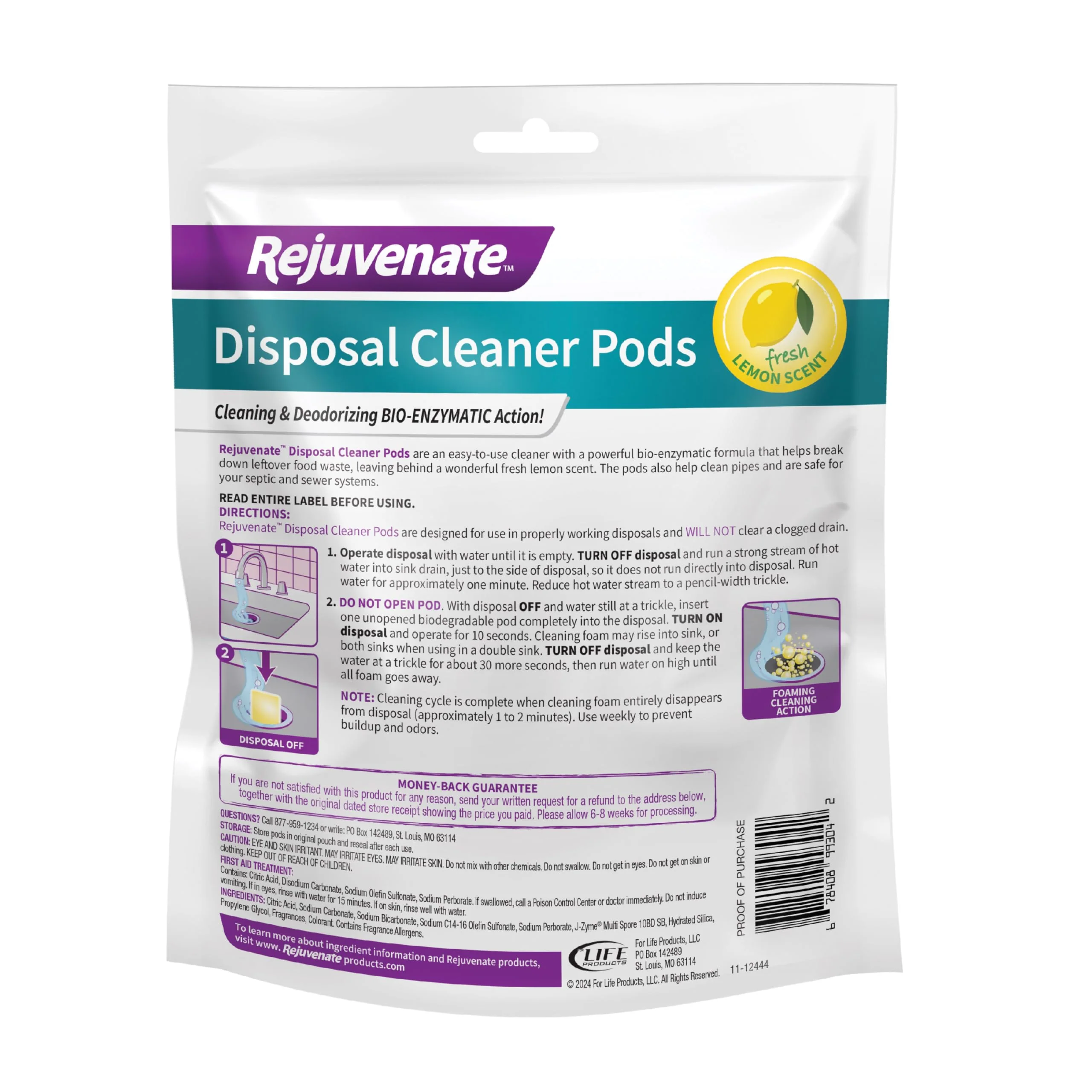Rejuvenate Disposal Cleaner, 6 Pods, Lemon Scented Disposal And Pipe Cleaner Pods With Bio-Enzymatic Formula Help Break Down Leftover Food Waste And Remove Odors For A Clean, Fresh Disposal, 6 Pack - Image 2